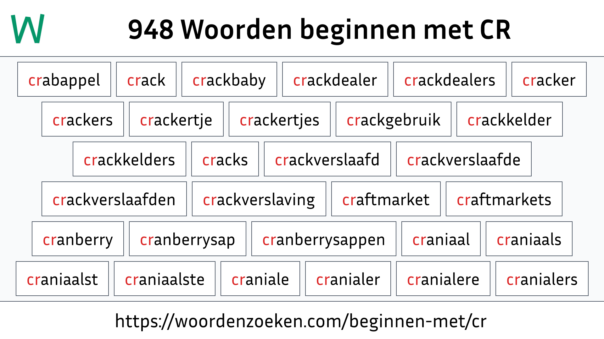 Woorden beginnen met CR