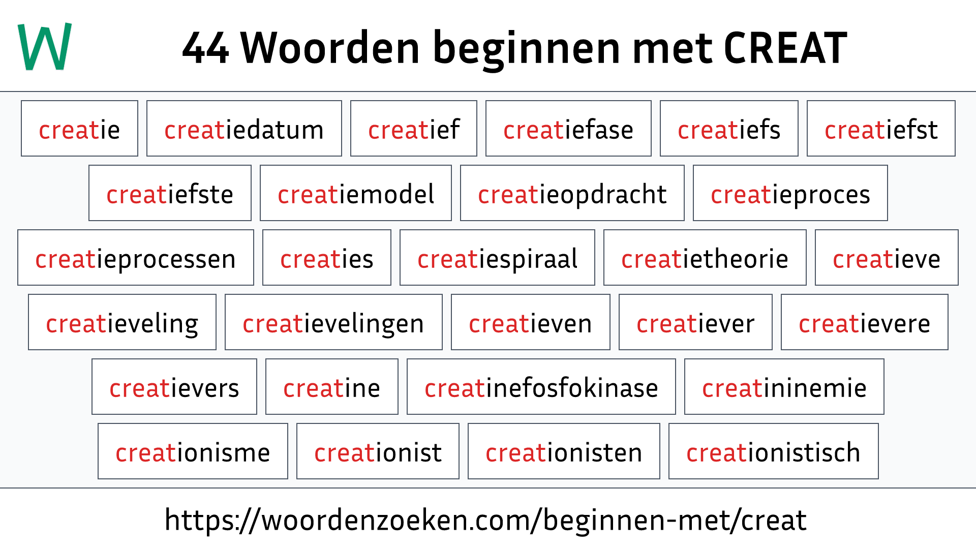 Woorden beginnen met CREAT