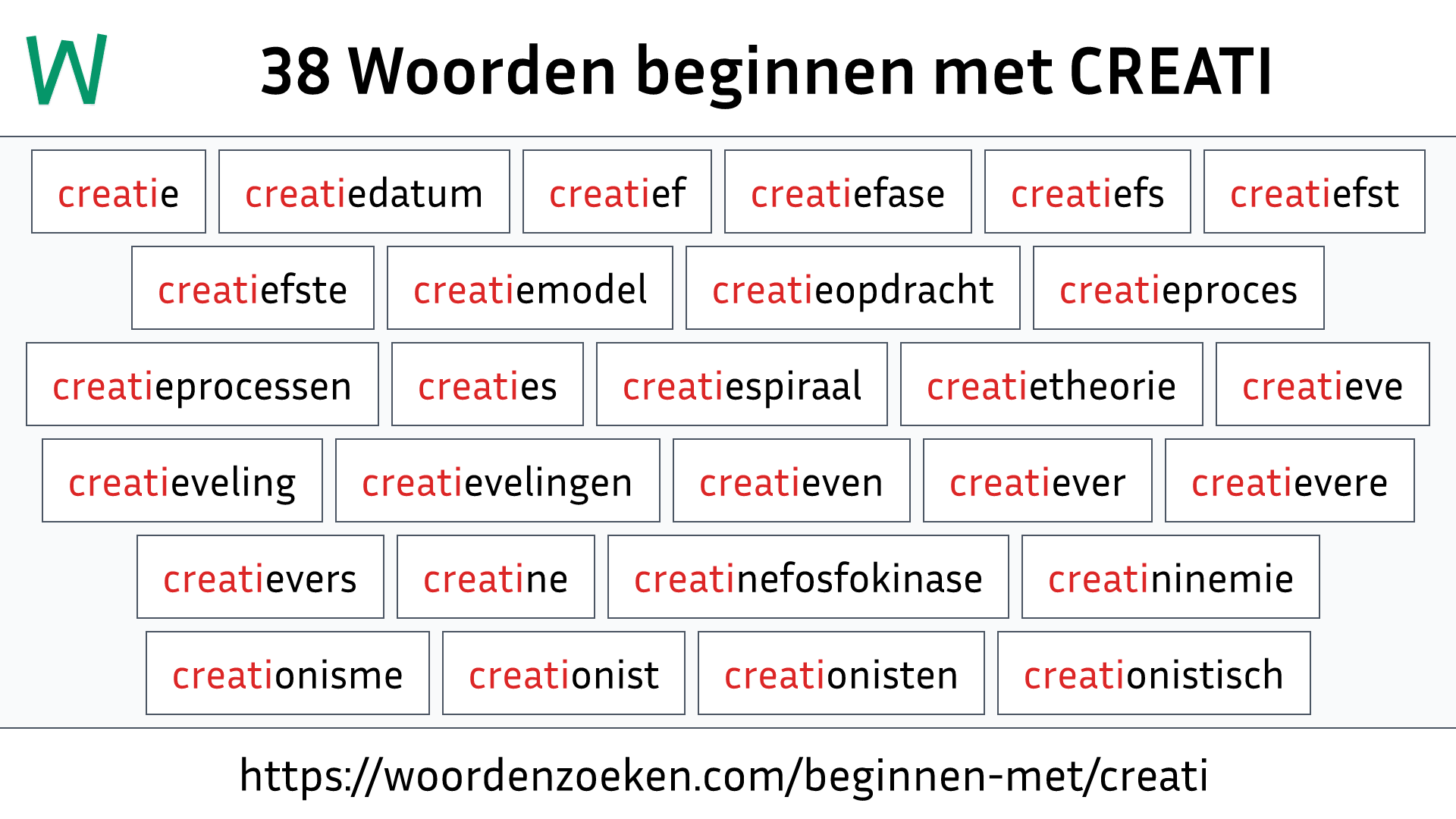 Woorden beginnen met CREATI