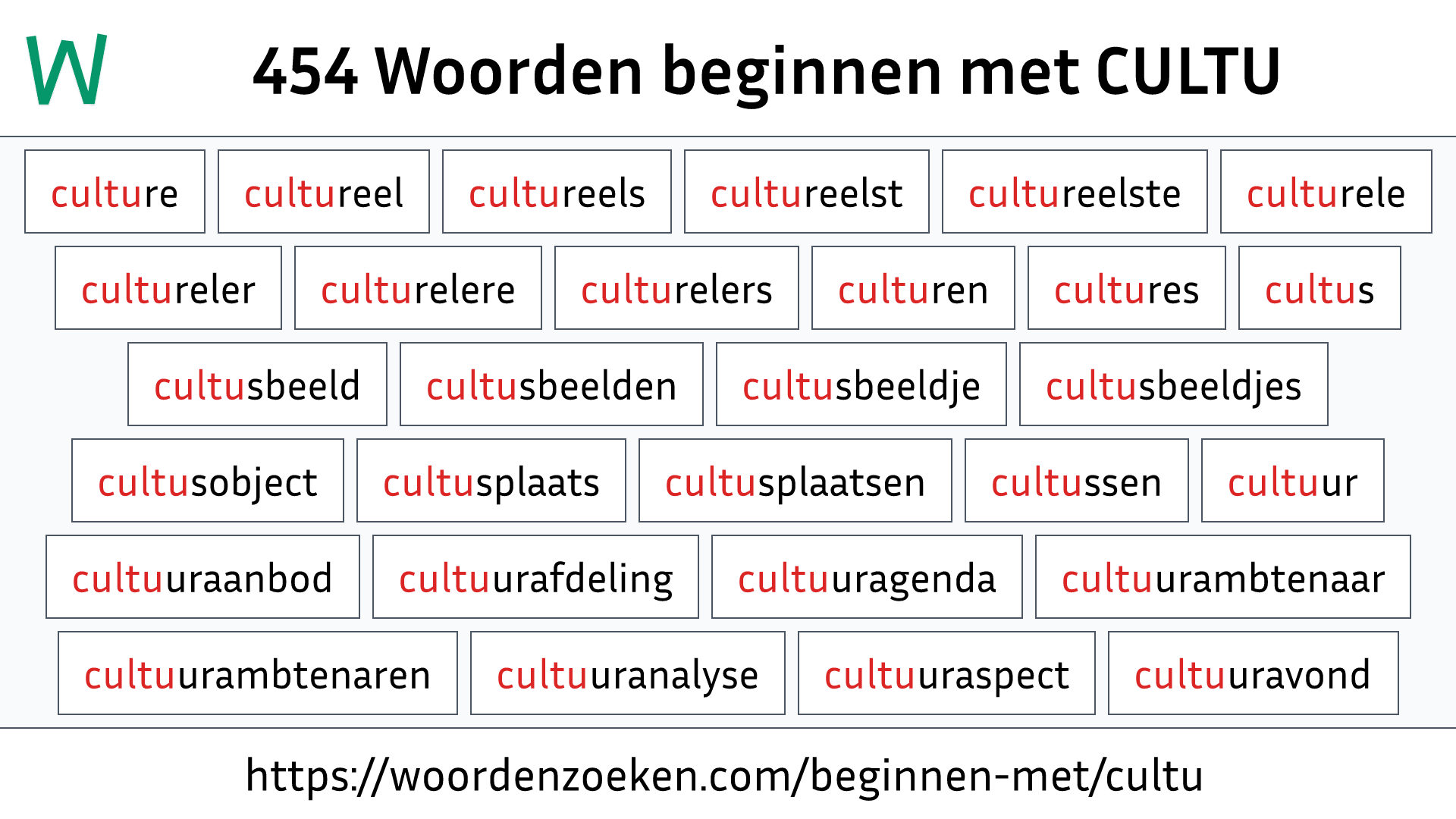 Woorden beginnen met CULTU