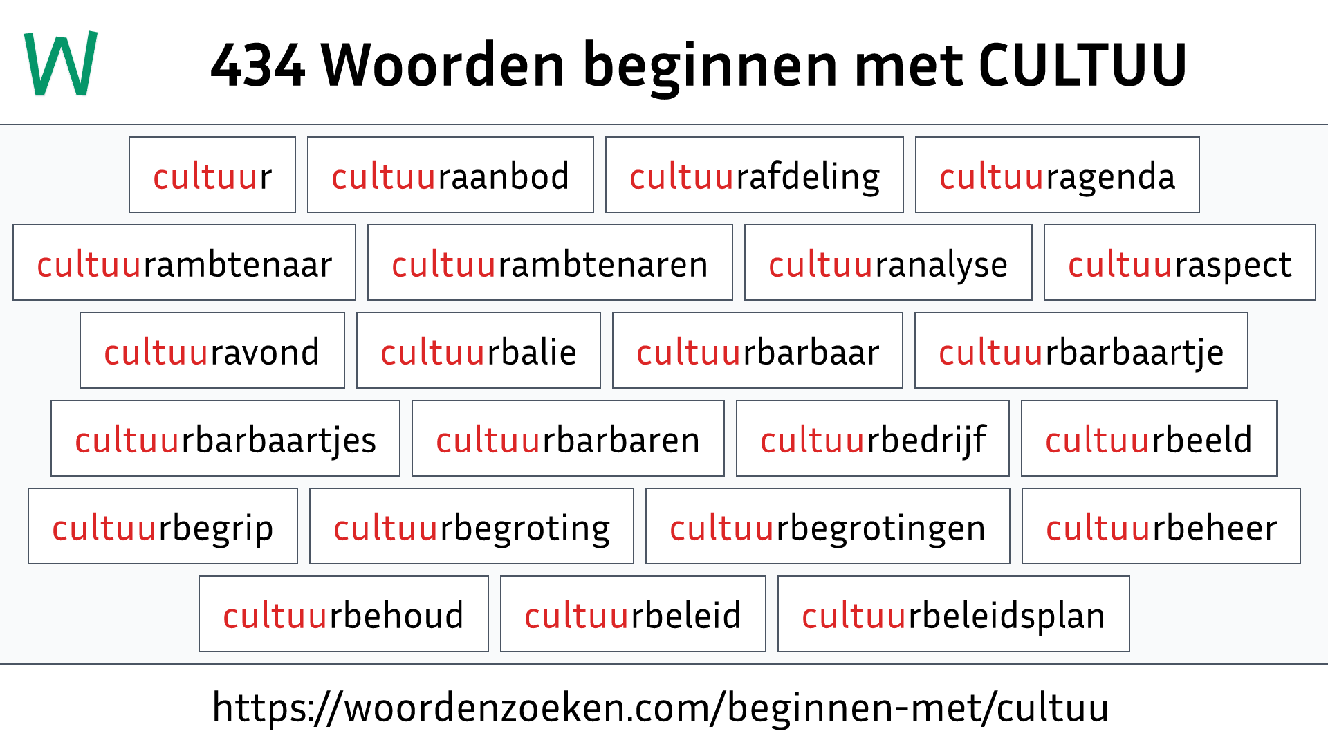 Woorden beginnen met CULTUU