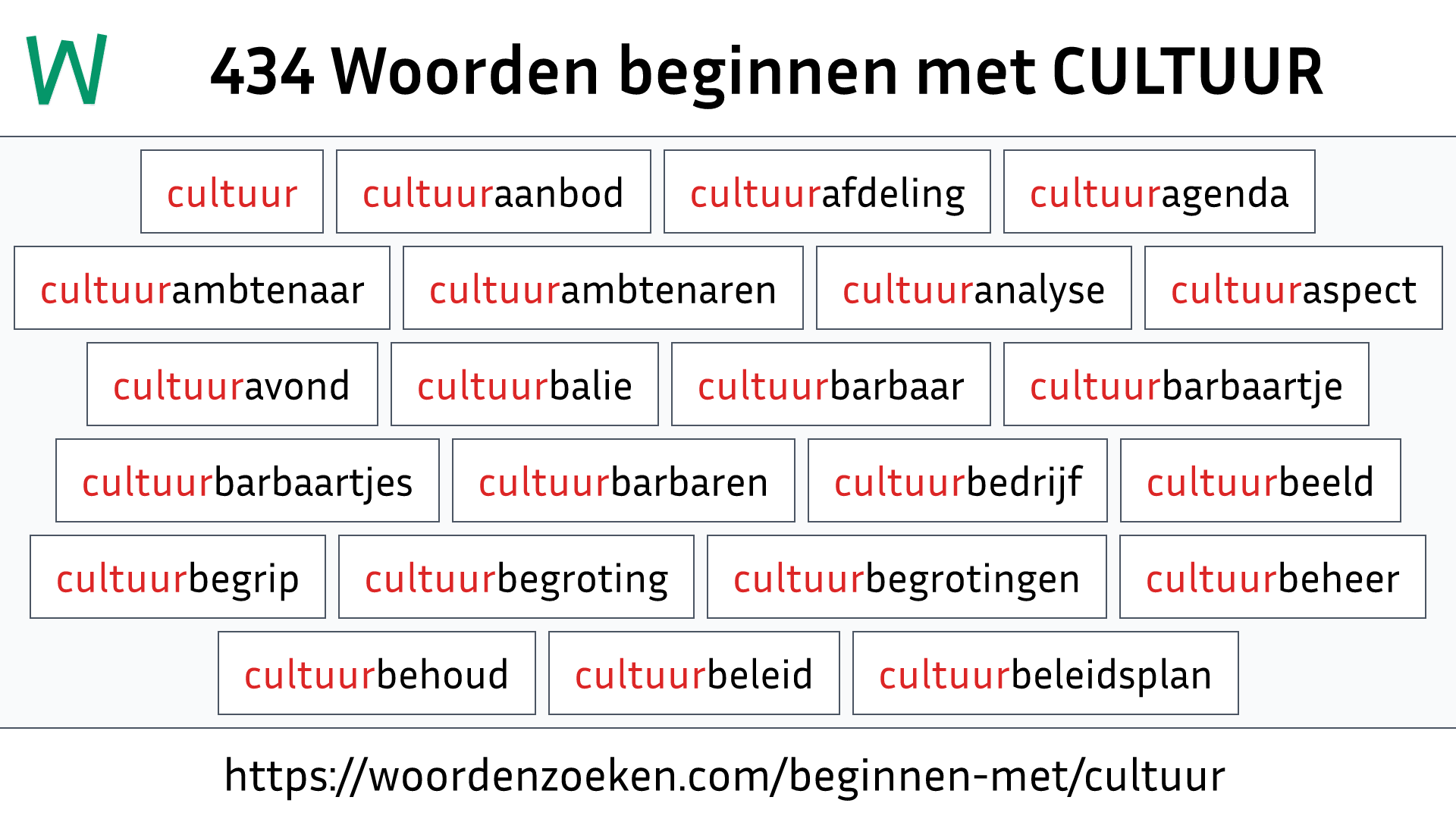 Woorden beginnen met CULTUUR