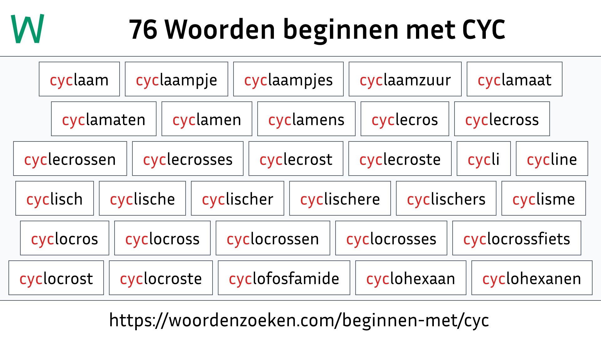 Woorden beginnen met CYC