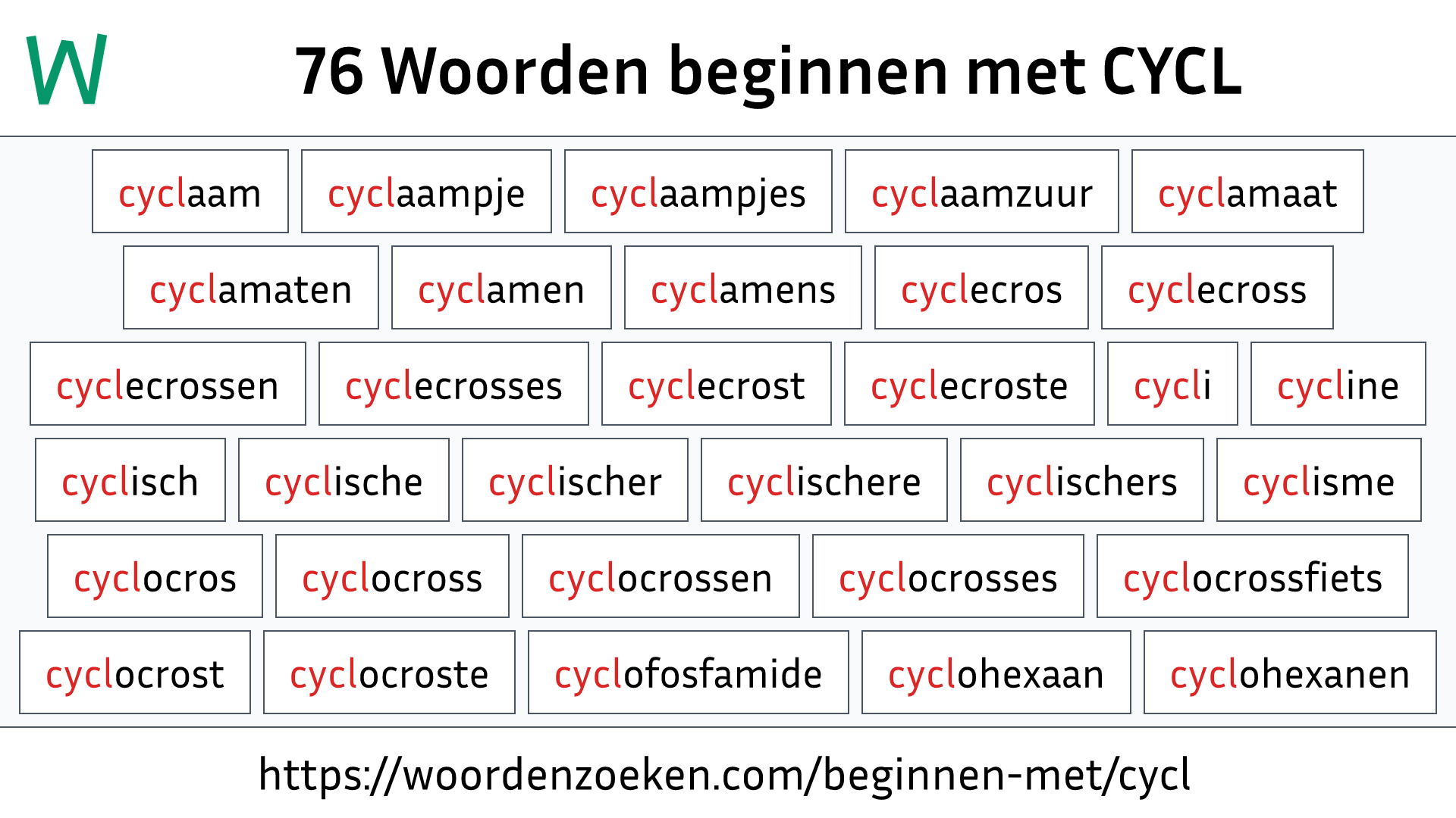 Woorden beginnen met CYCL