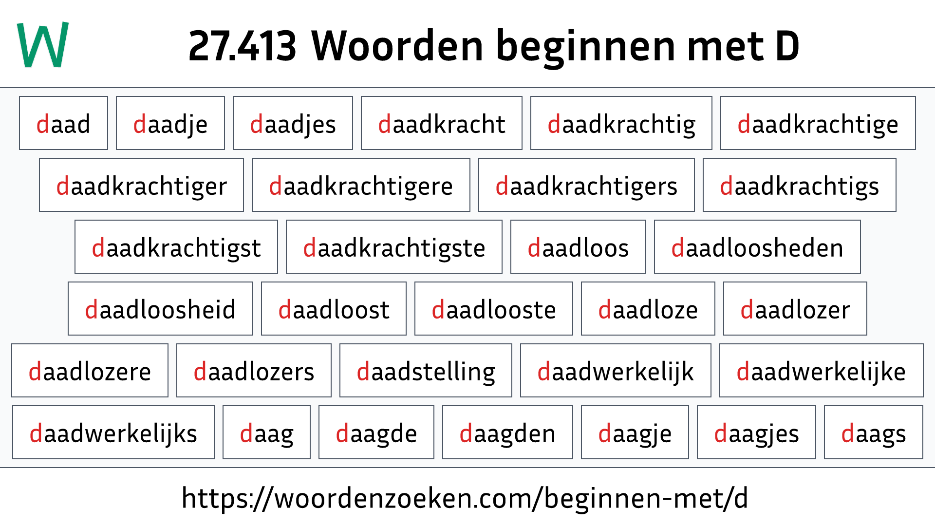 Woorden beginnen met D