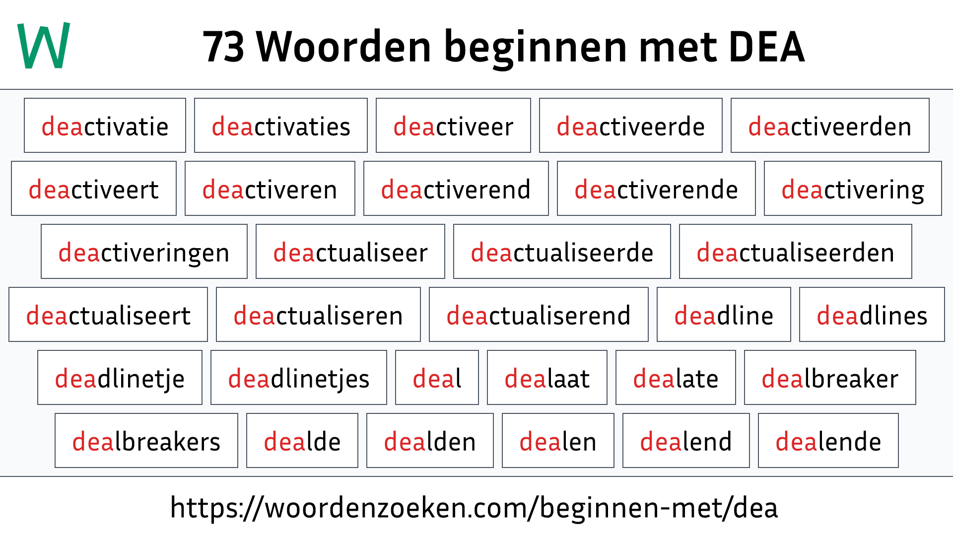 Woorden beginnen met DEA