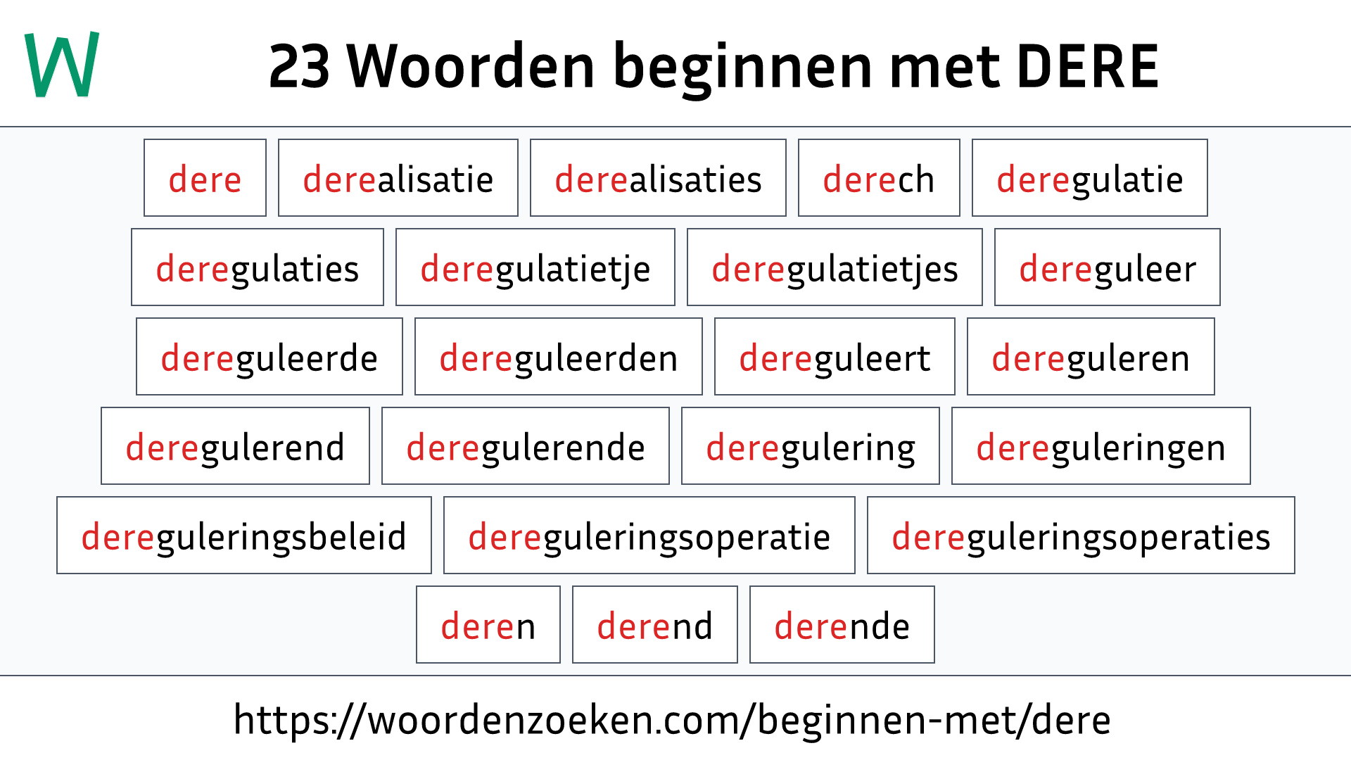Woorden beginnen met DERE