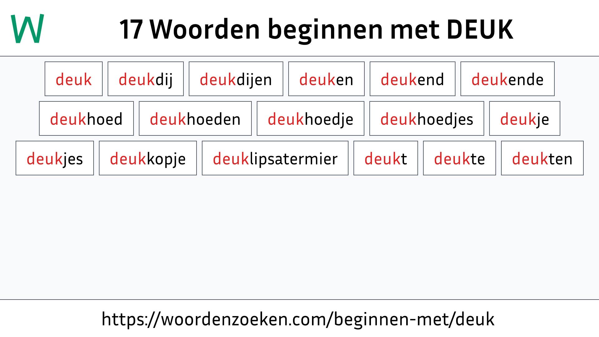 Woorden beginnen met DEUK