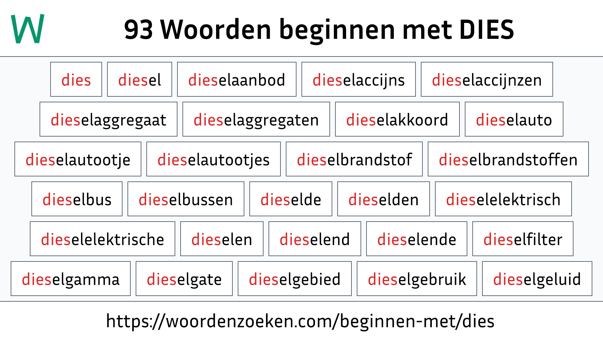 Woorden beginnen met DIES