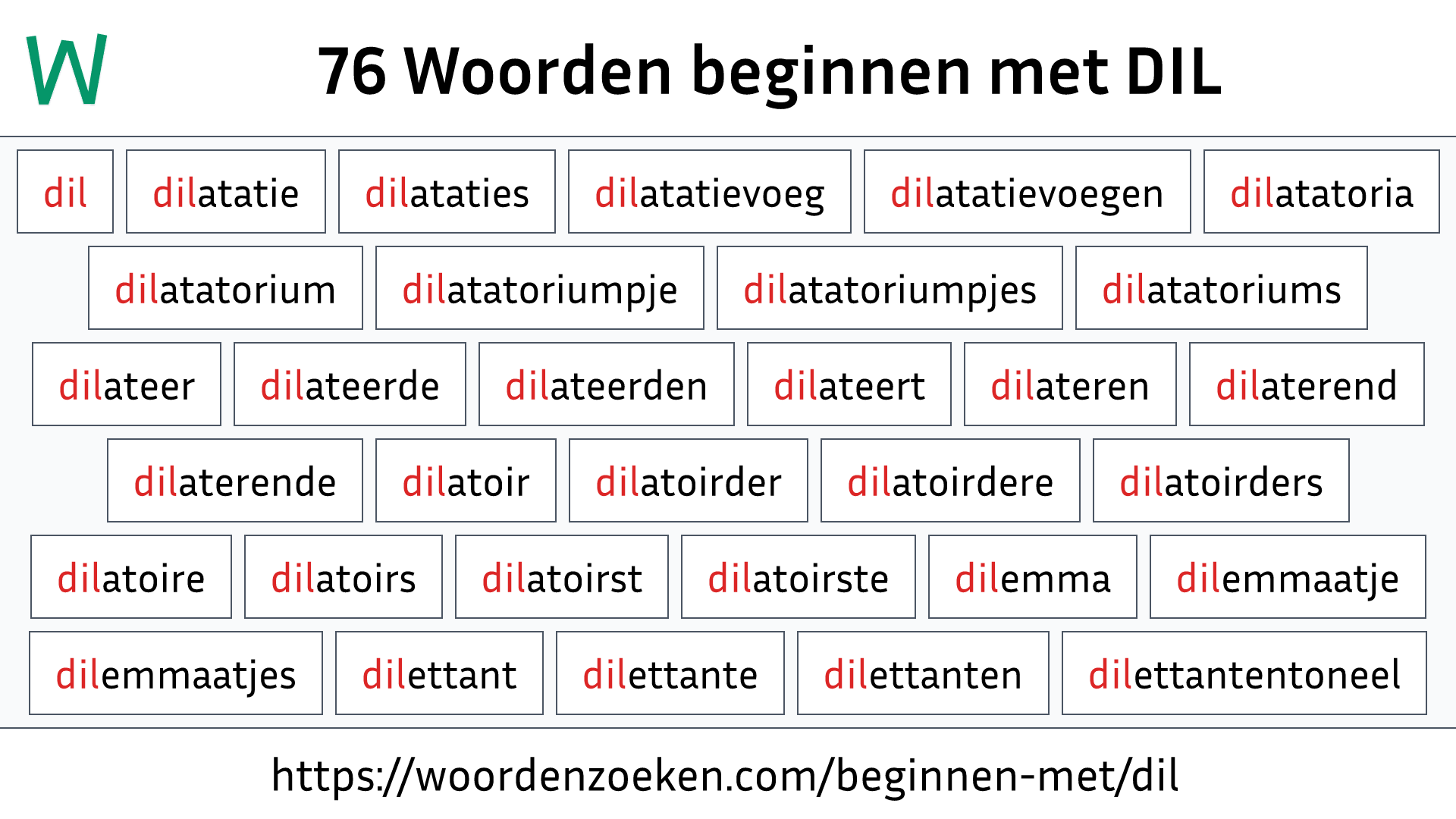 Woorden beginnen met DIL