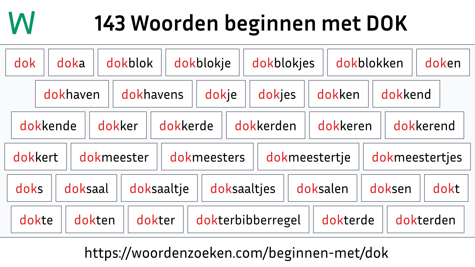 Woorden beginnen met DOK