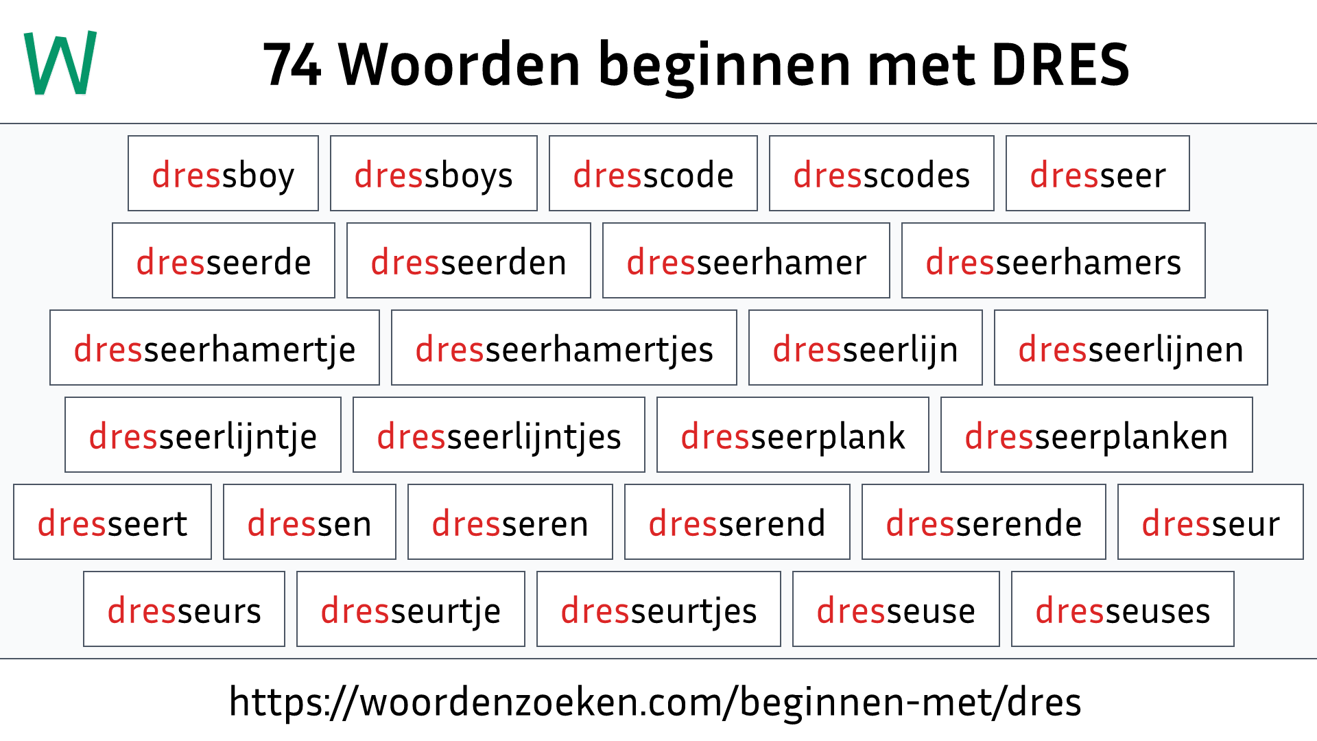 Woorden beginnen met DRES