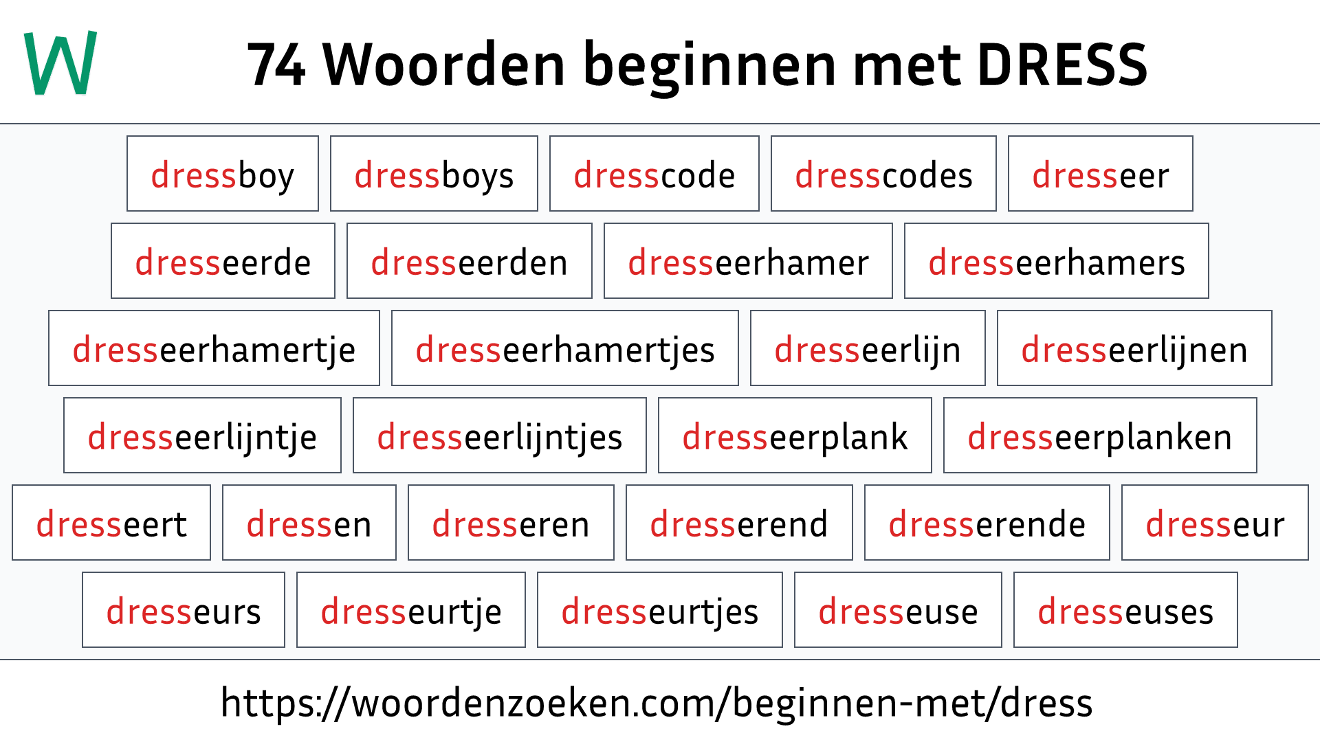 Woorden beginnen met DRESS