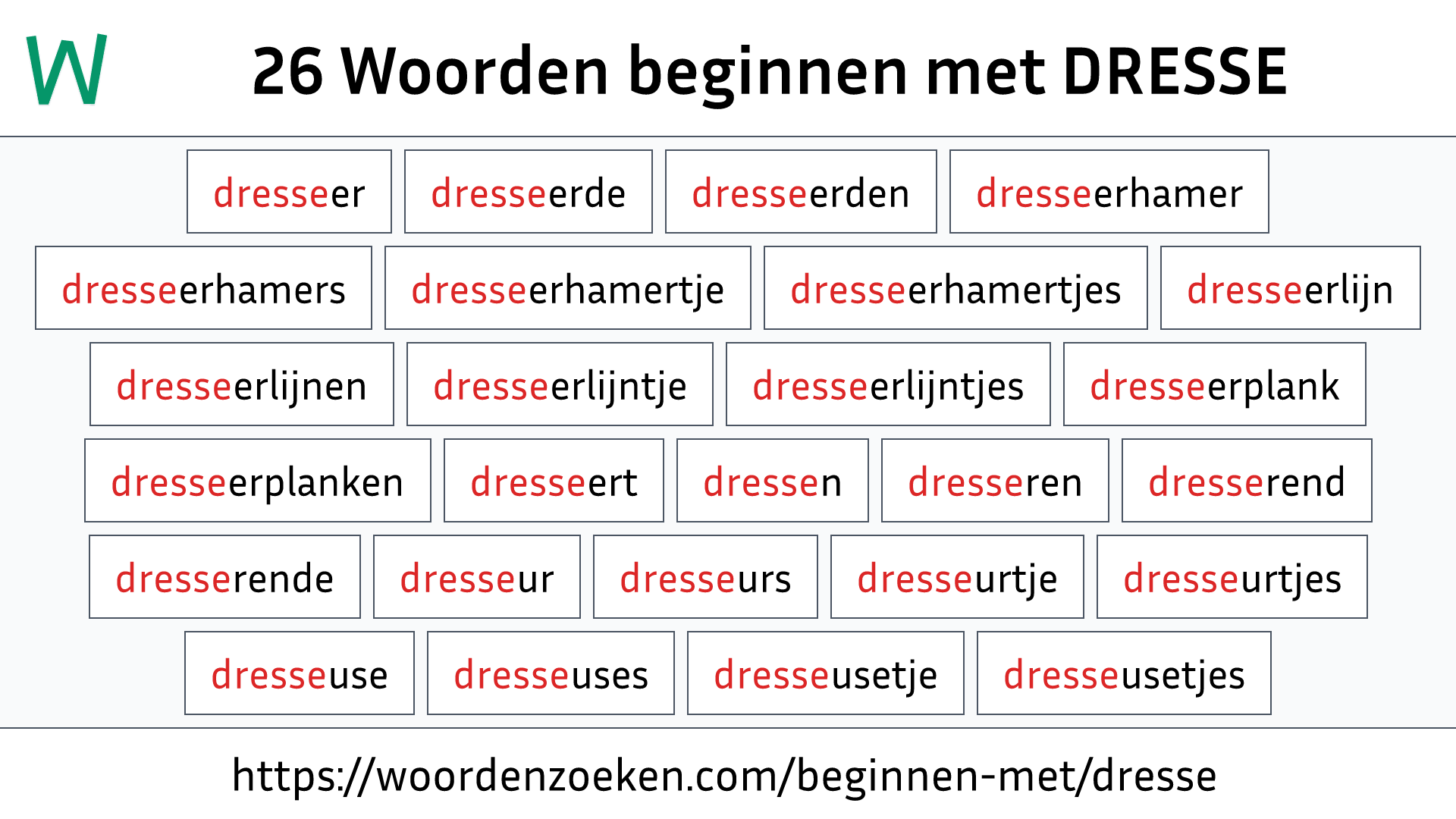 Woorden beginnen met DRESSE