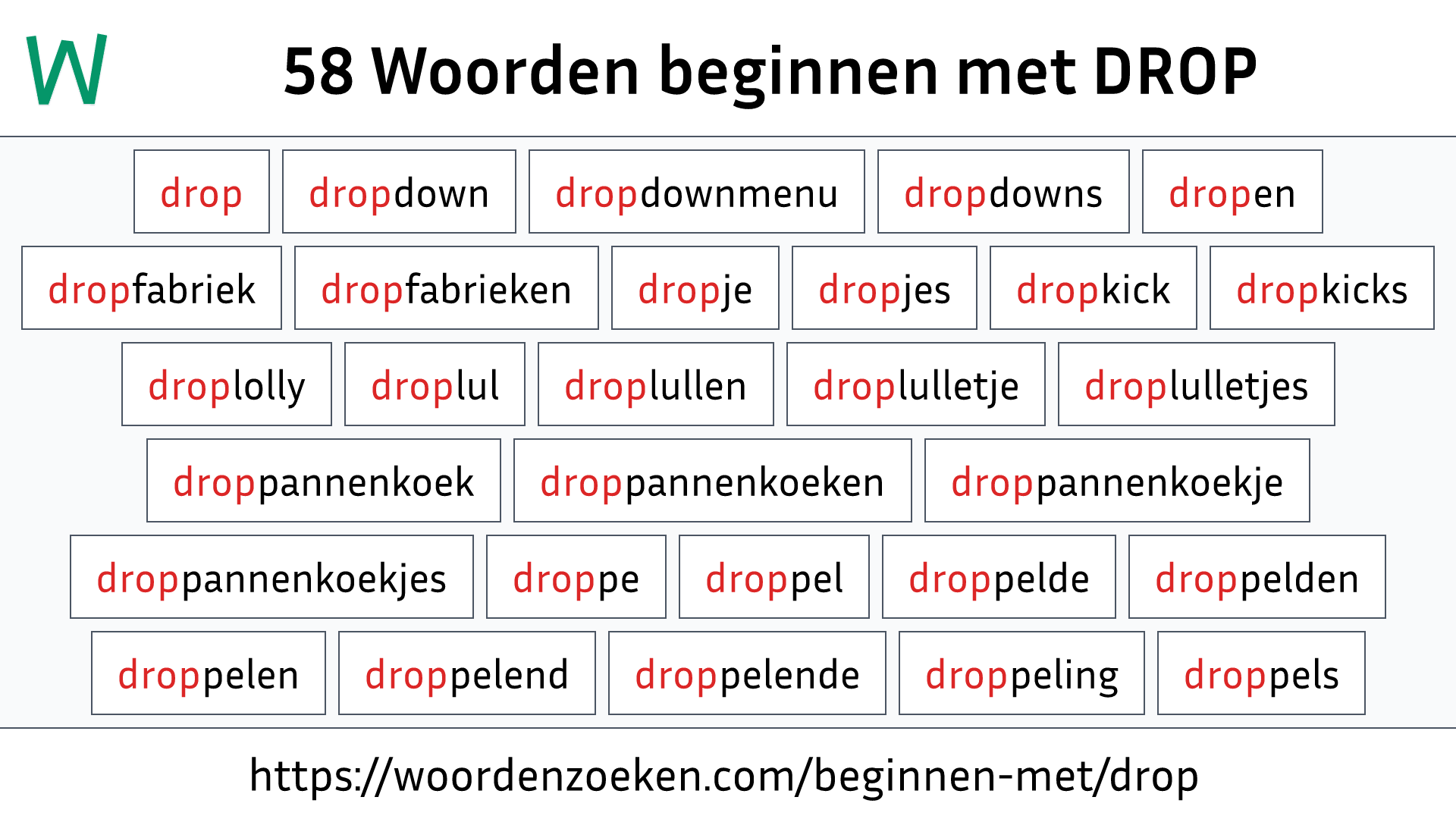 Woorden beginnen met DROP