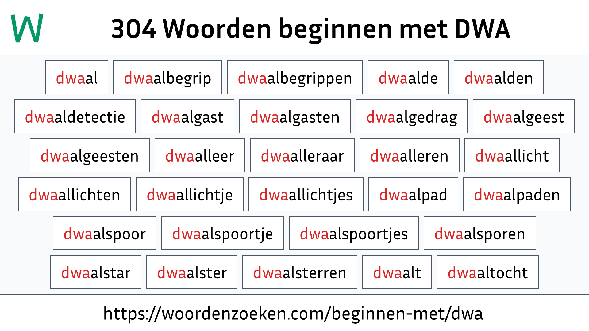 Woorden beginnen met DWA