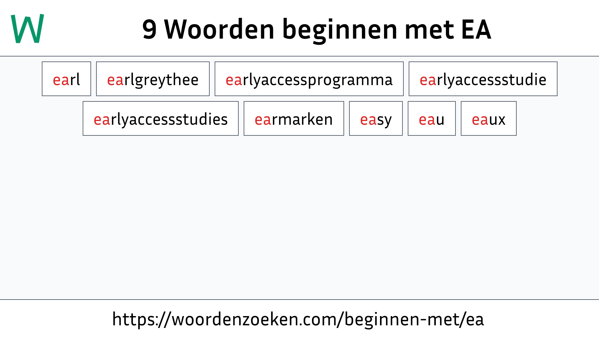 Woorden beginnen met EA