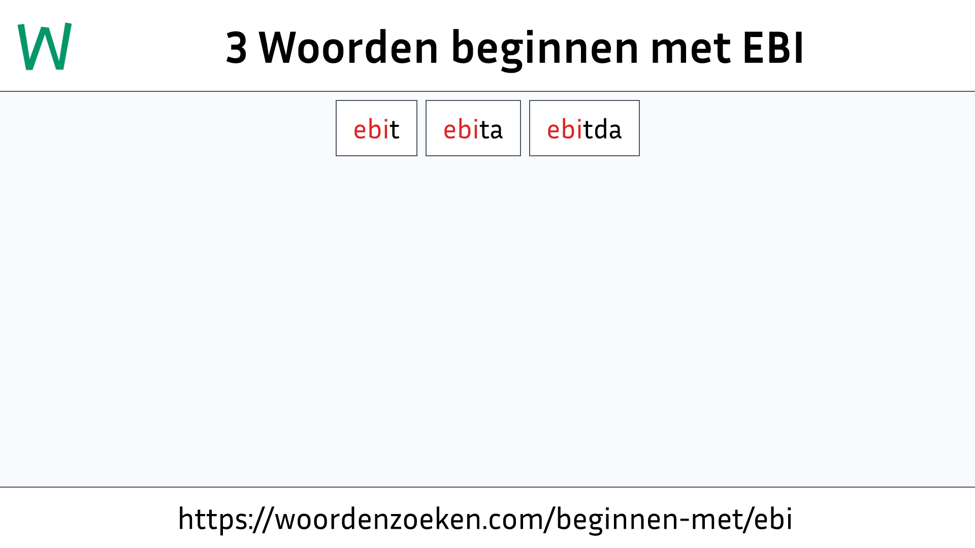 Woorden beginnen met EBI