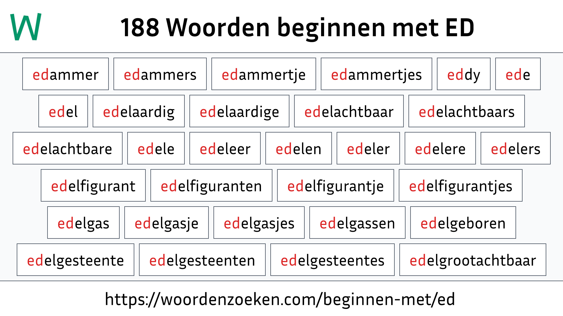 Woorden beginnen met ED