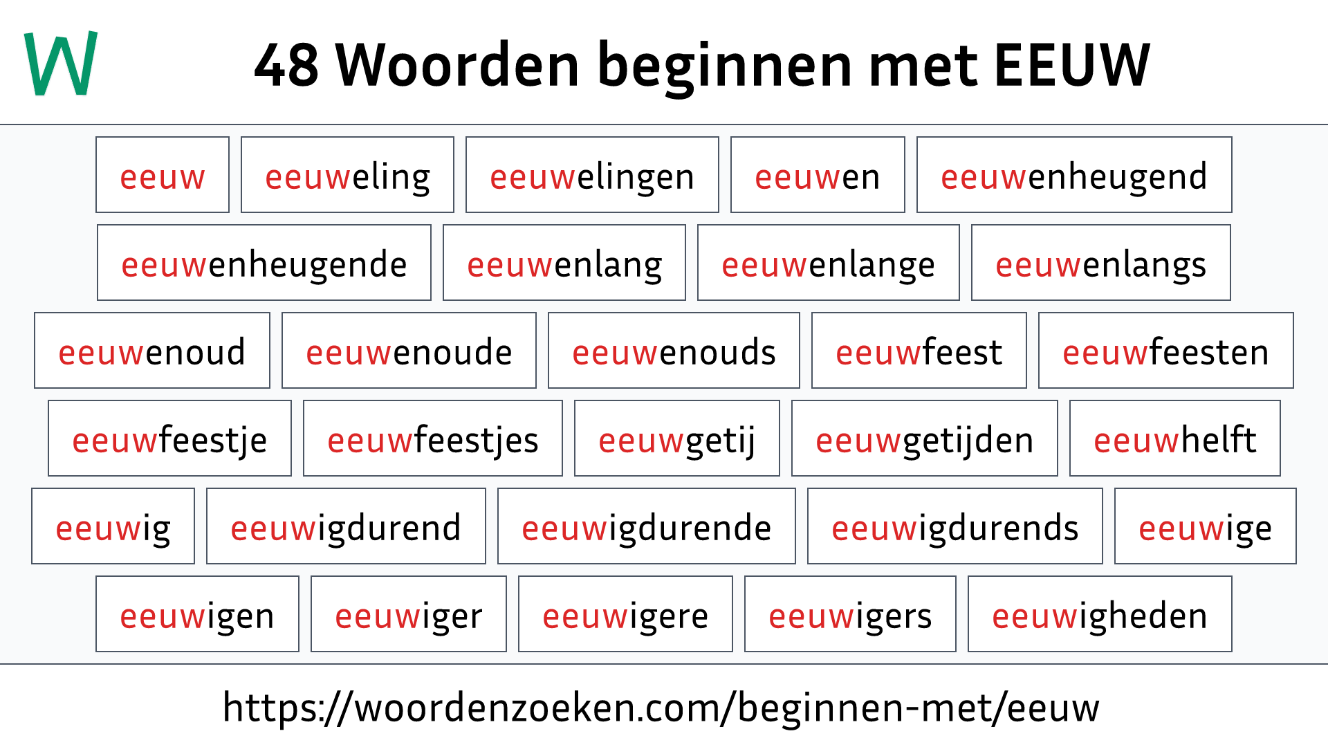 Woorden beginnen met EEUW