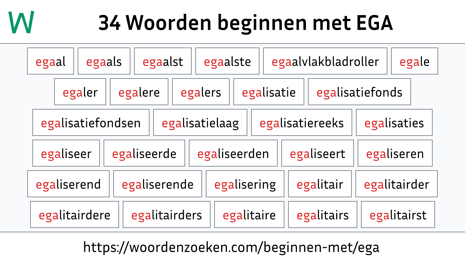 Woorden beginnen met EGA