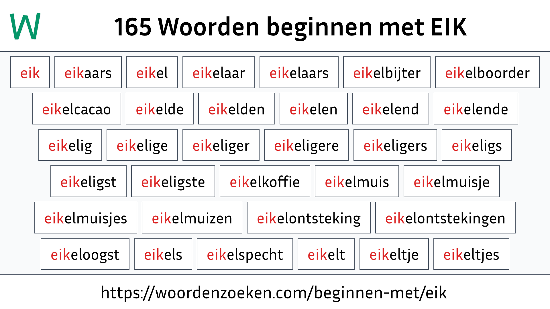 Woorden beginnen met EIK