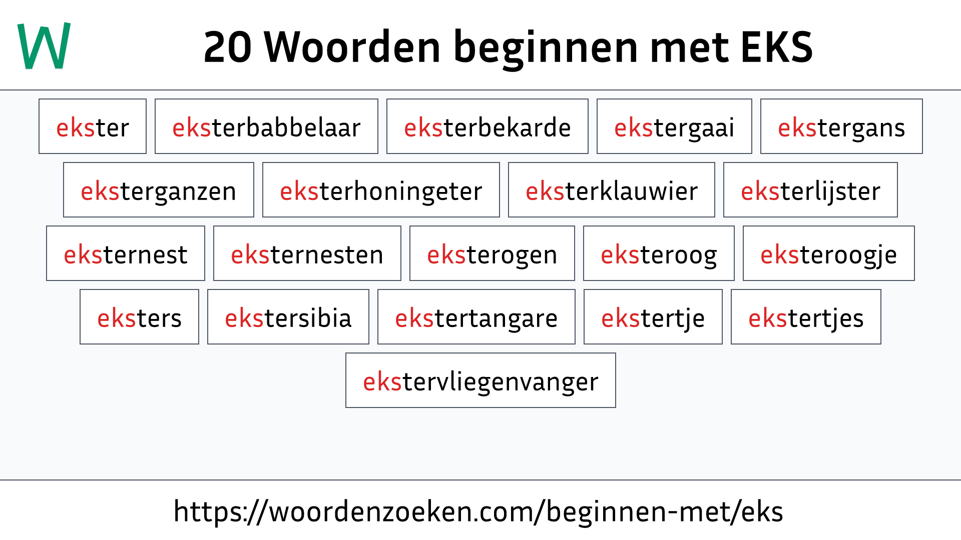 Woorden beginnen met EKS