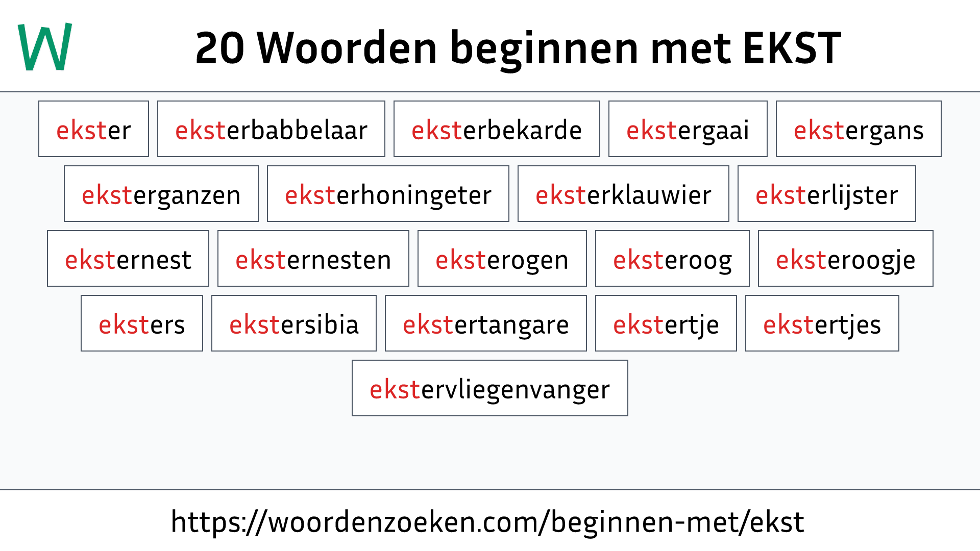 Woorden beginnen met EKST