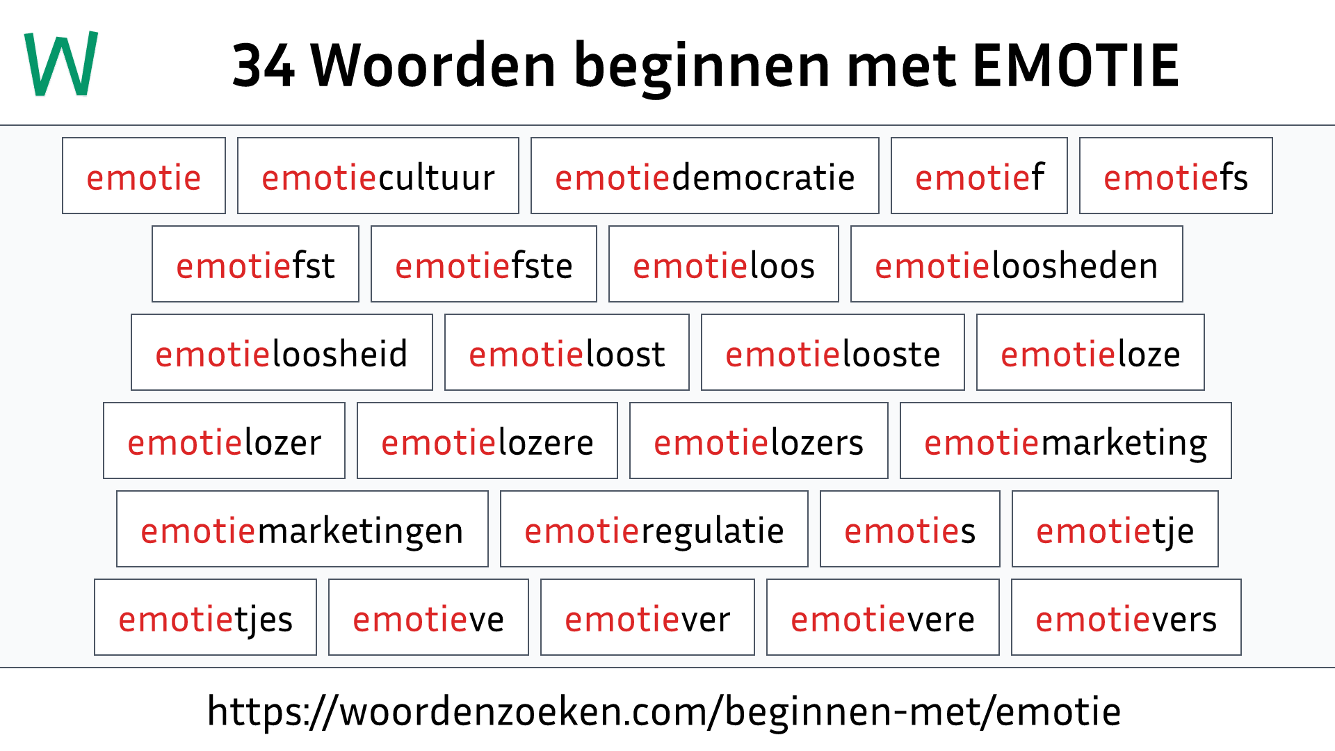 Woorden beginnen met EMOTIE