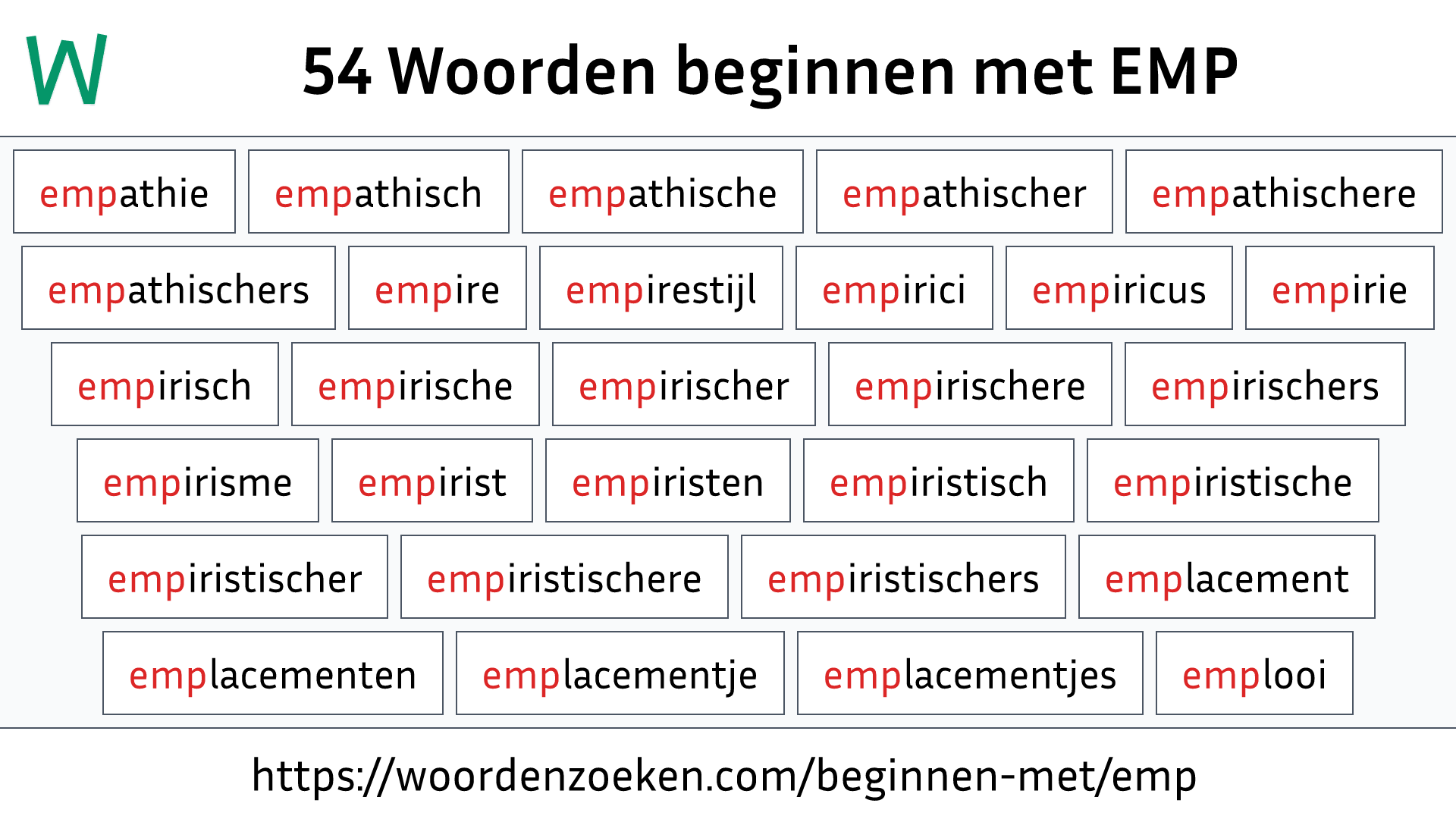 Woorden beginnen met EMP