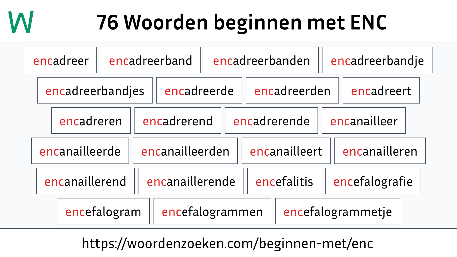 Woorden beginnen met ENC