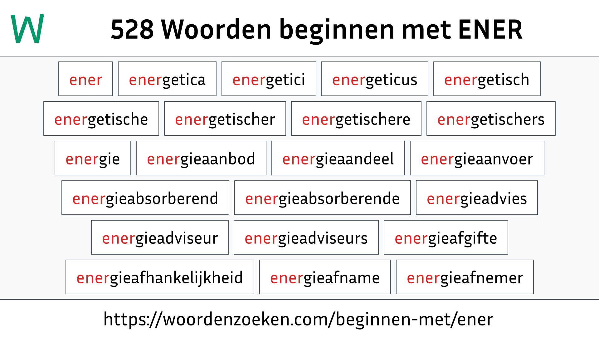 Woorden beginnen met ENER