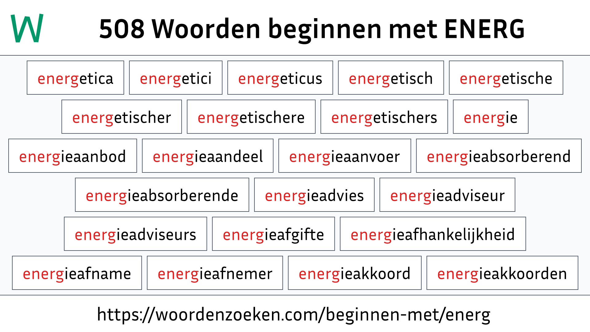 Woorden beginnen met ENERG