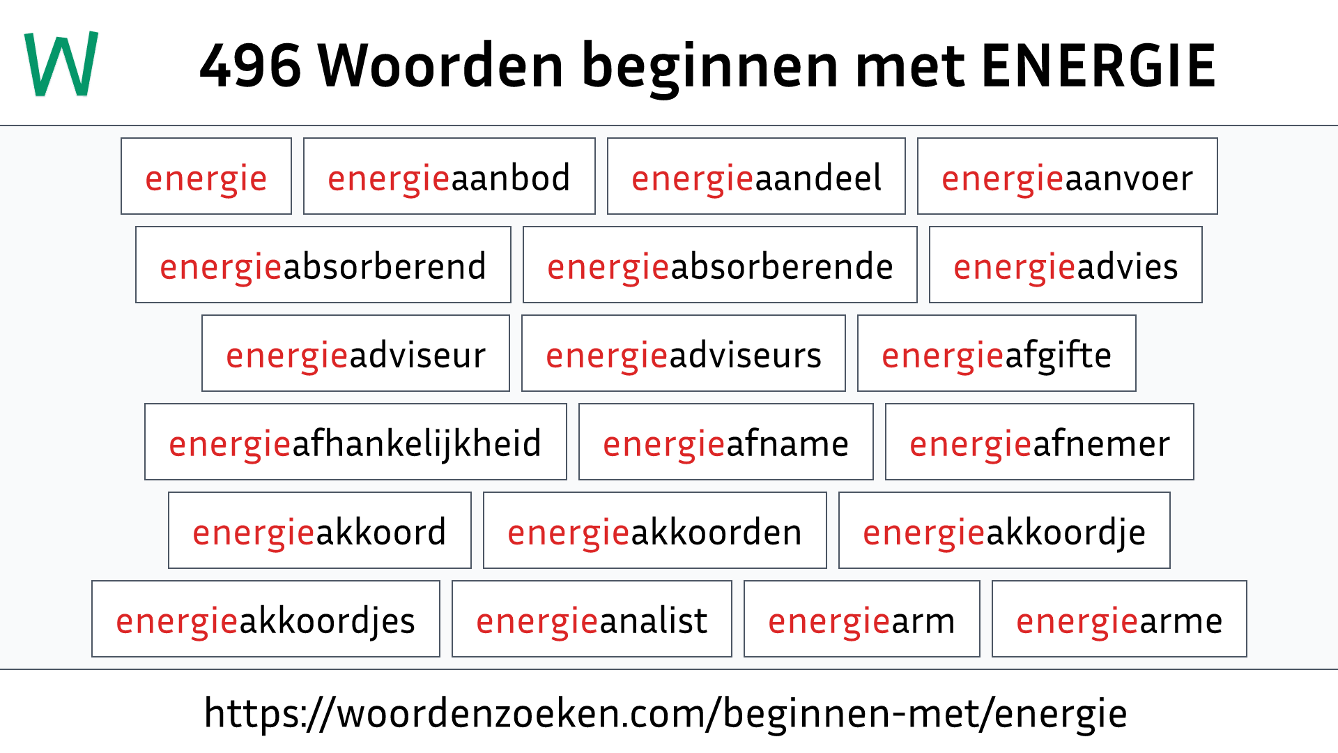 Woorden beginnen met ENERGIE