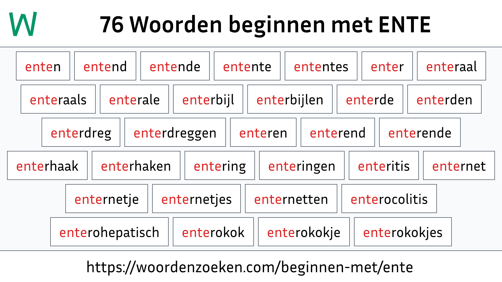 Woorden beginnen met ENTE