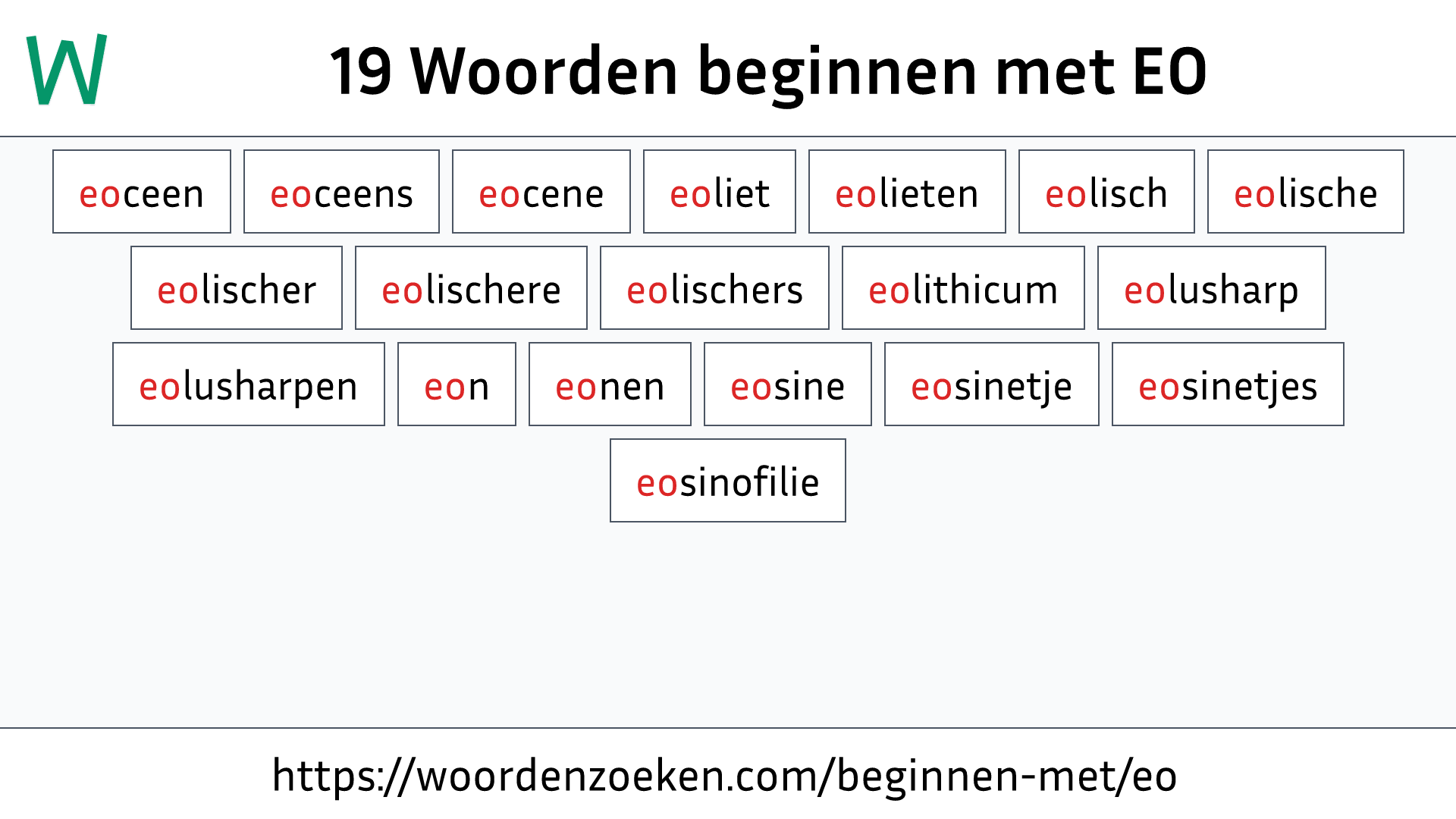 Woorden beginnen met EO