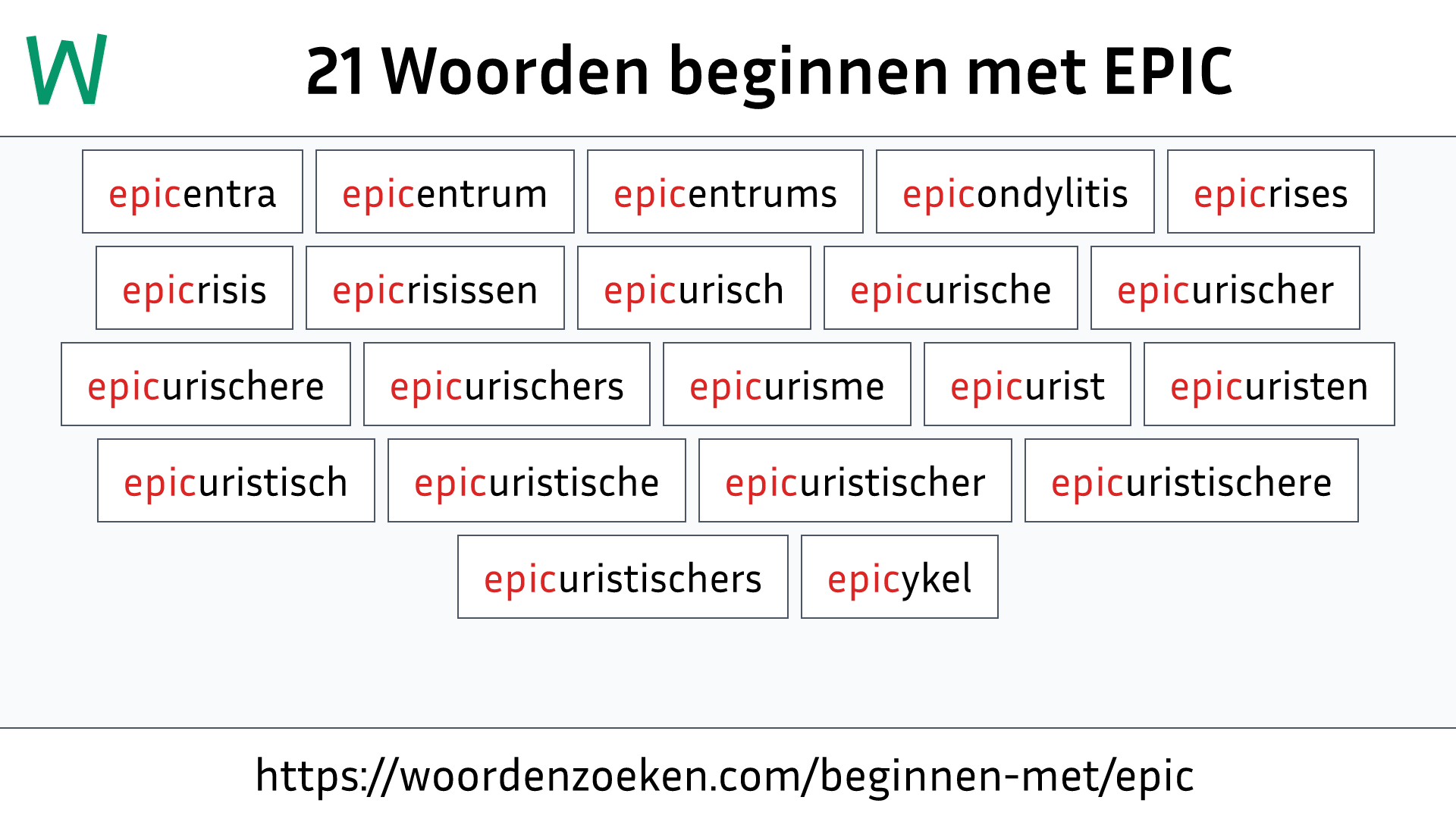 Woorden beginnen met EPIC