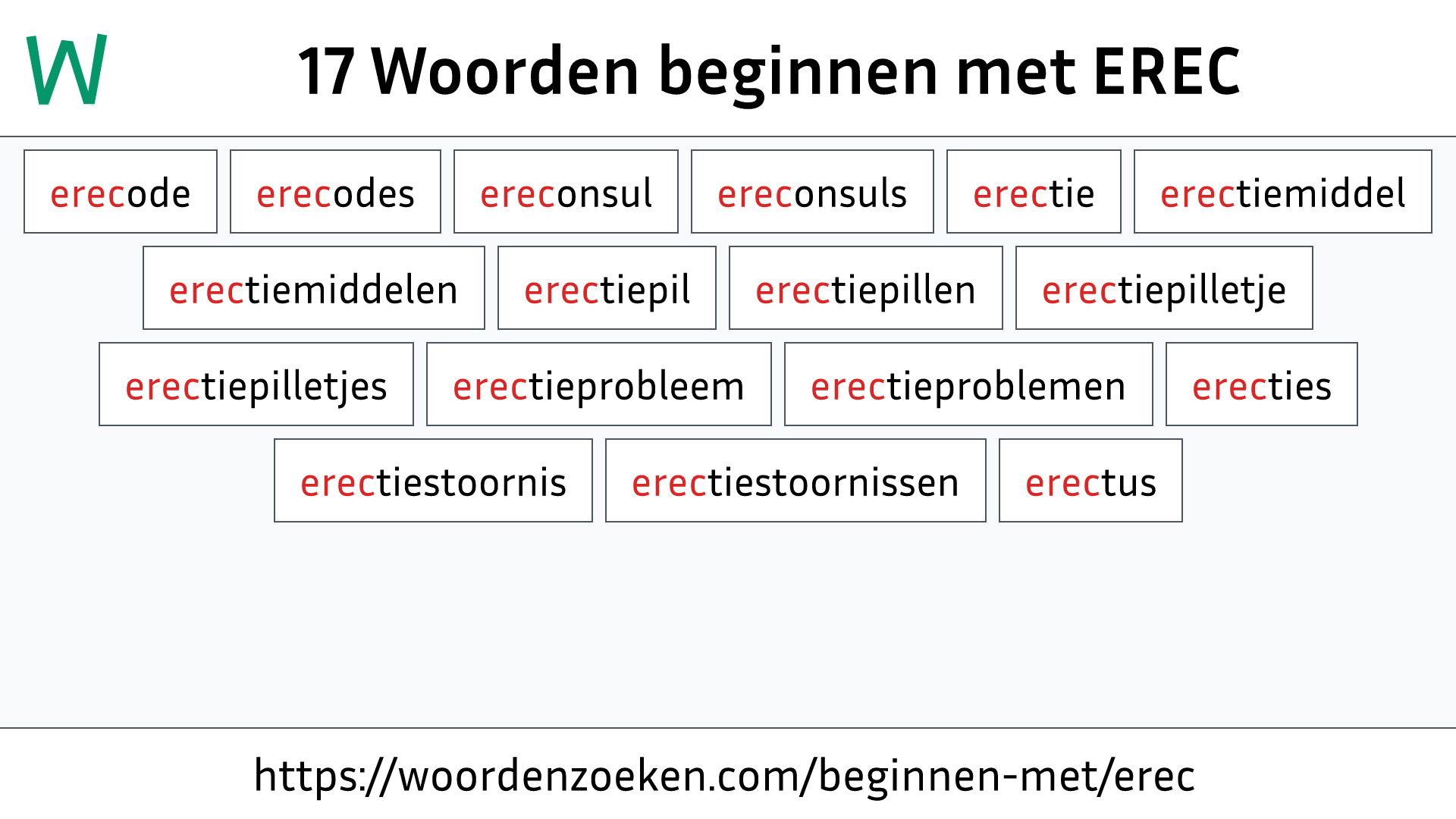 Woorden beginnen met EREC