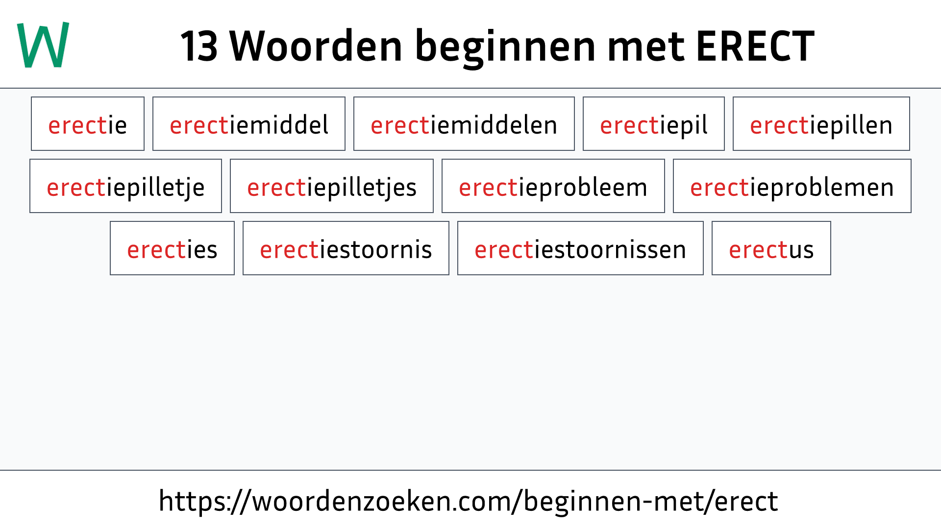 Woorden beginnen met ERECT