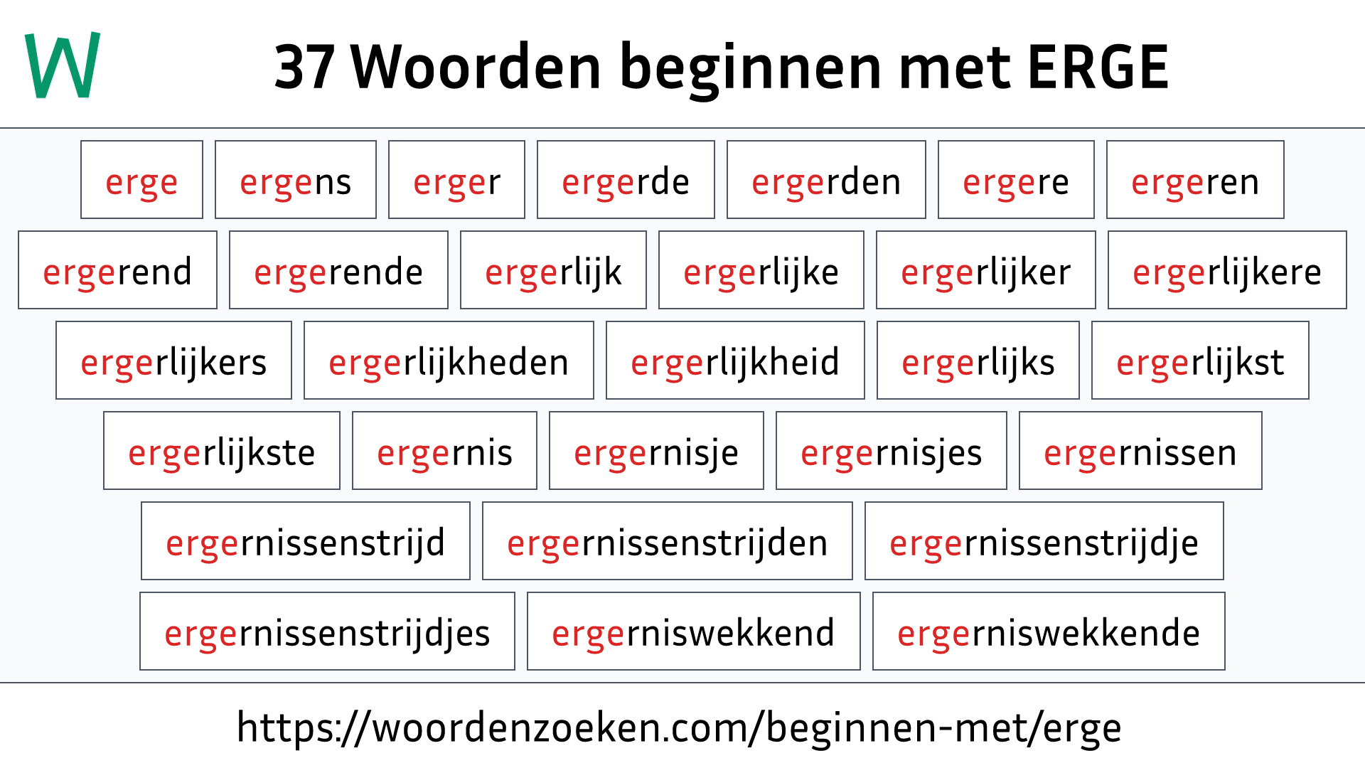 Woorden beginnen met ERGE