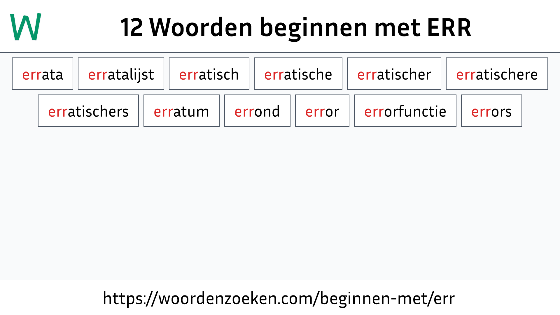 Woorden beginnen met ERR