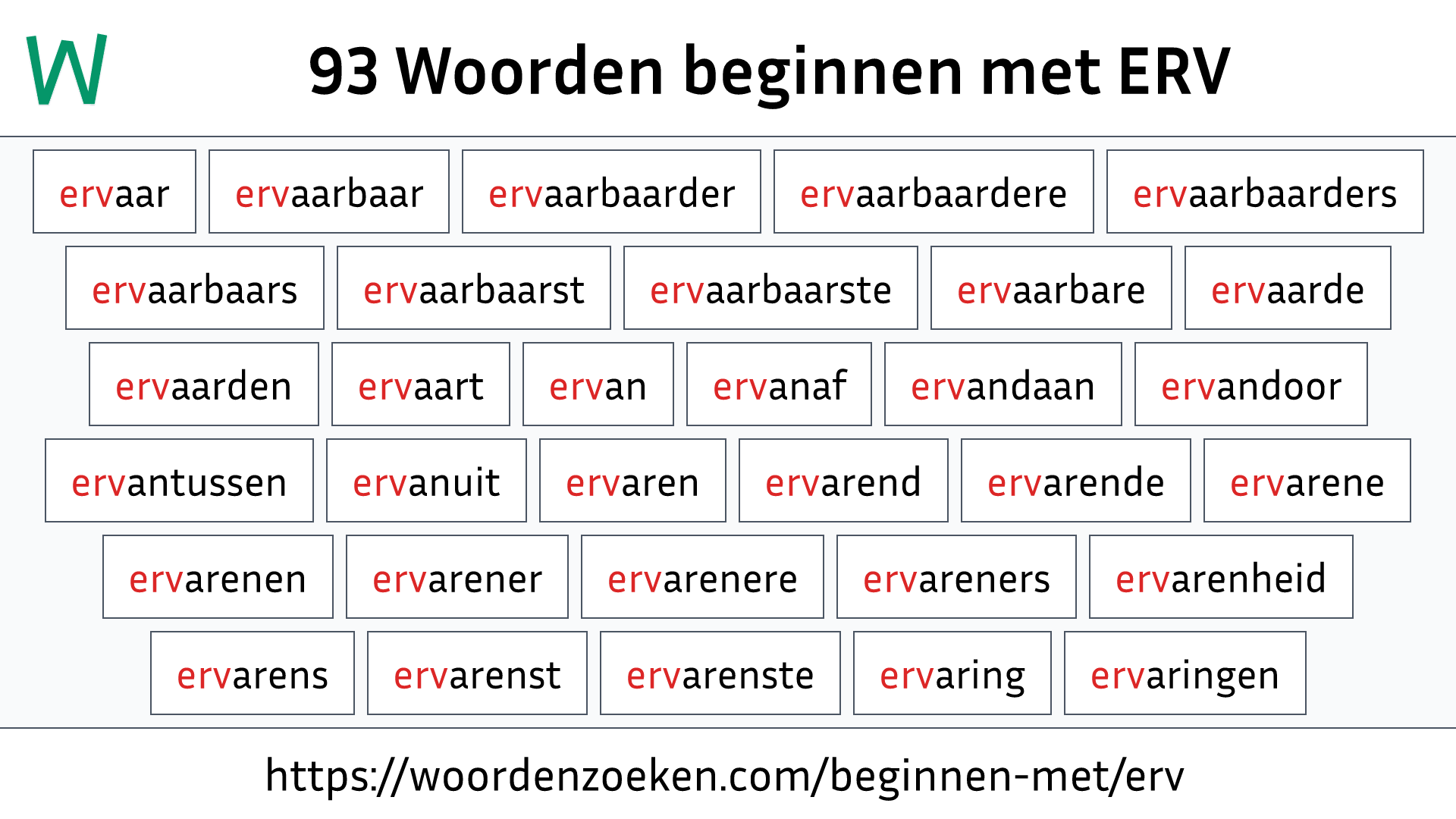 Woorden beginnen met ERV