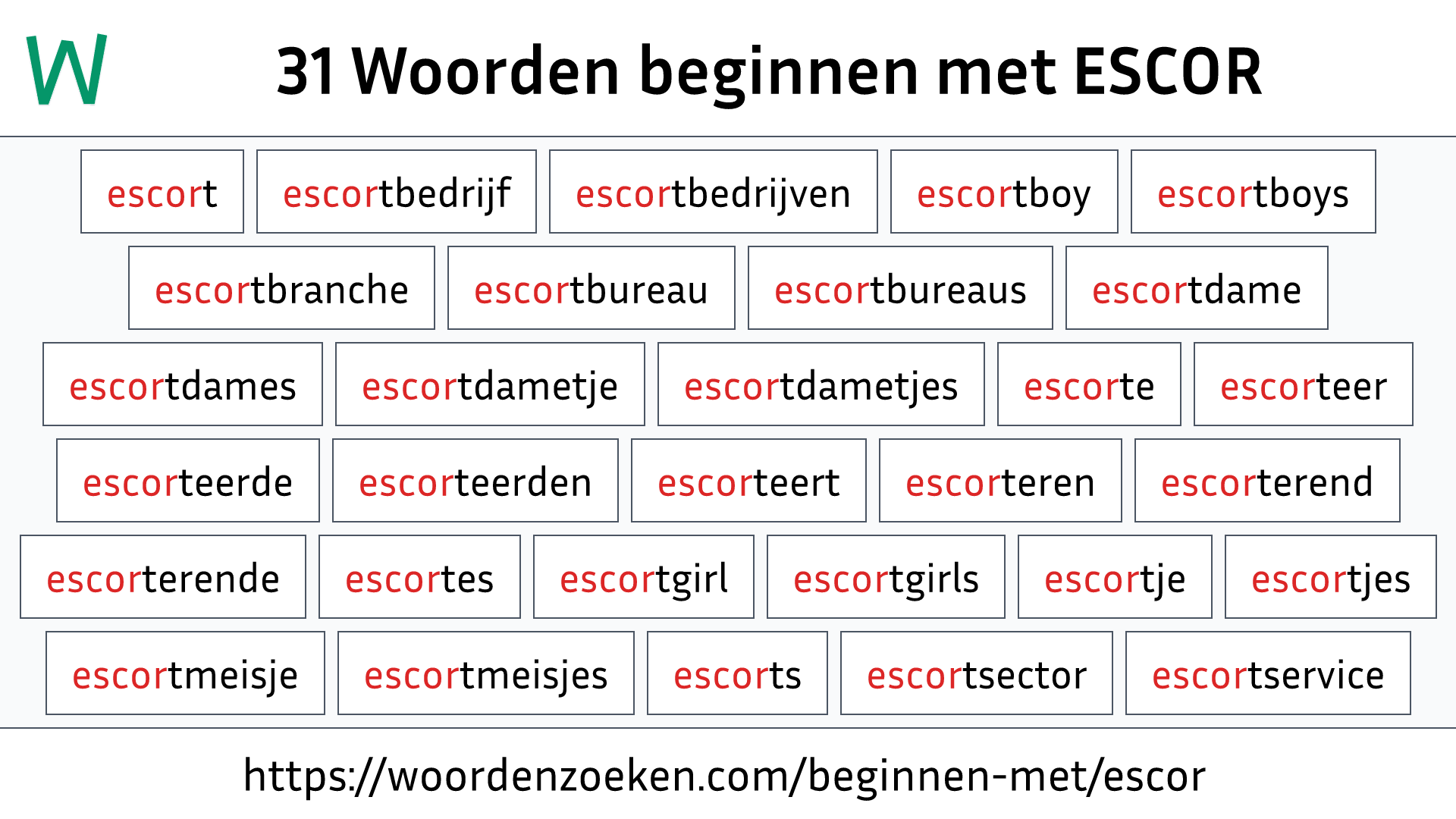 Woorden beginnen met ESCOR