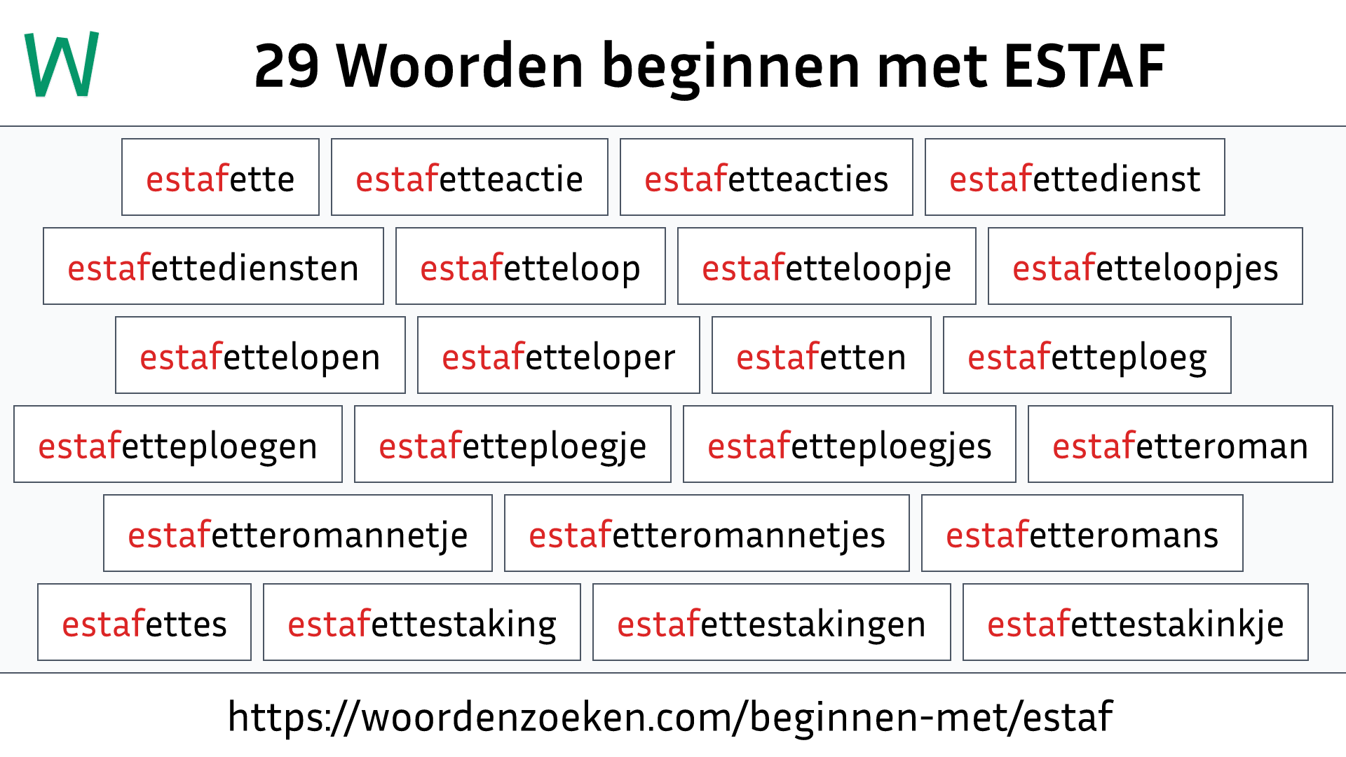 Woorden beginnen met ESTAF