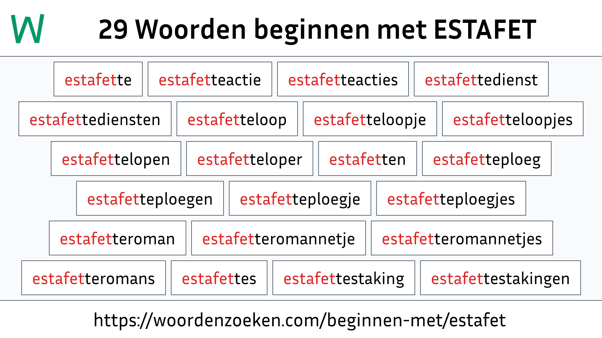 Woorden beginnen met ESTAFET