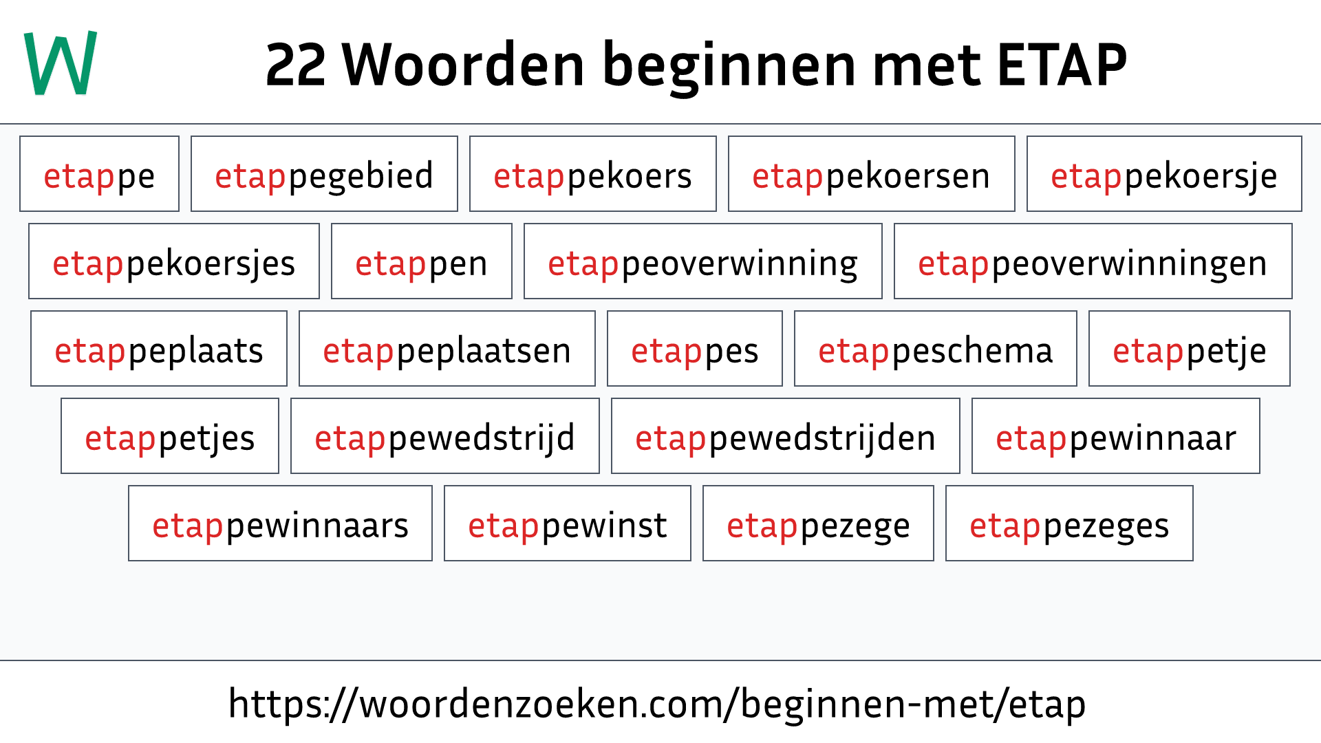 Woorden beginnen met ETAP