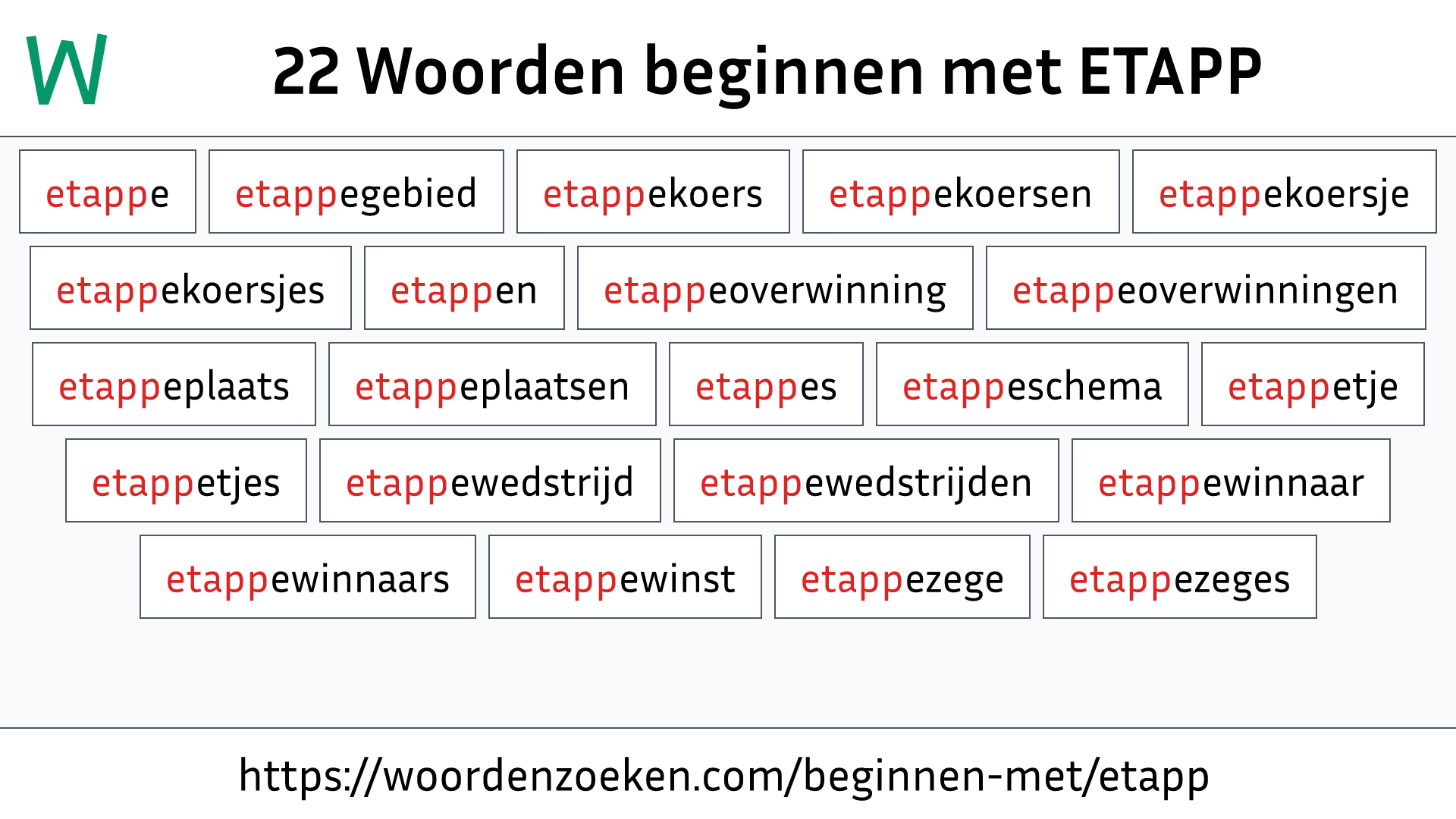 Woorden beginnen met ETAPP