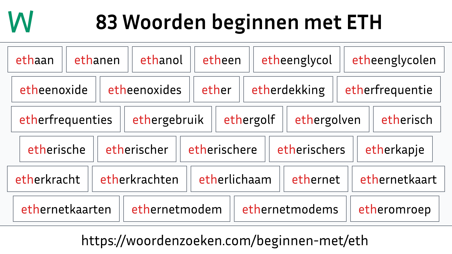 Woorden beginnen met ETH