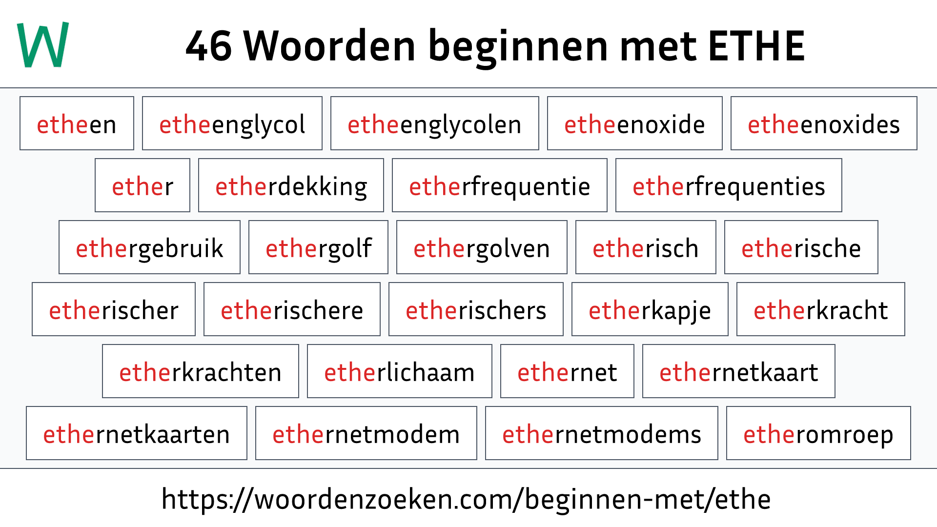 Woorden beginnen met ETHE