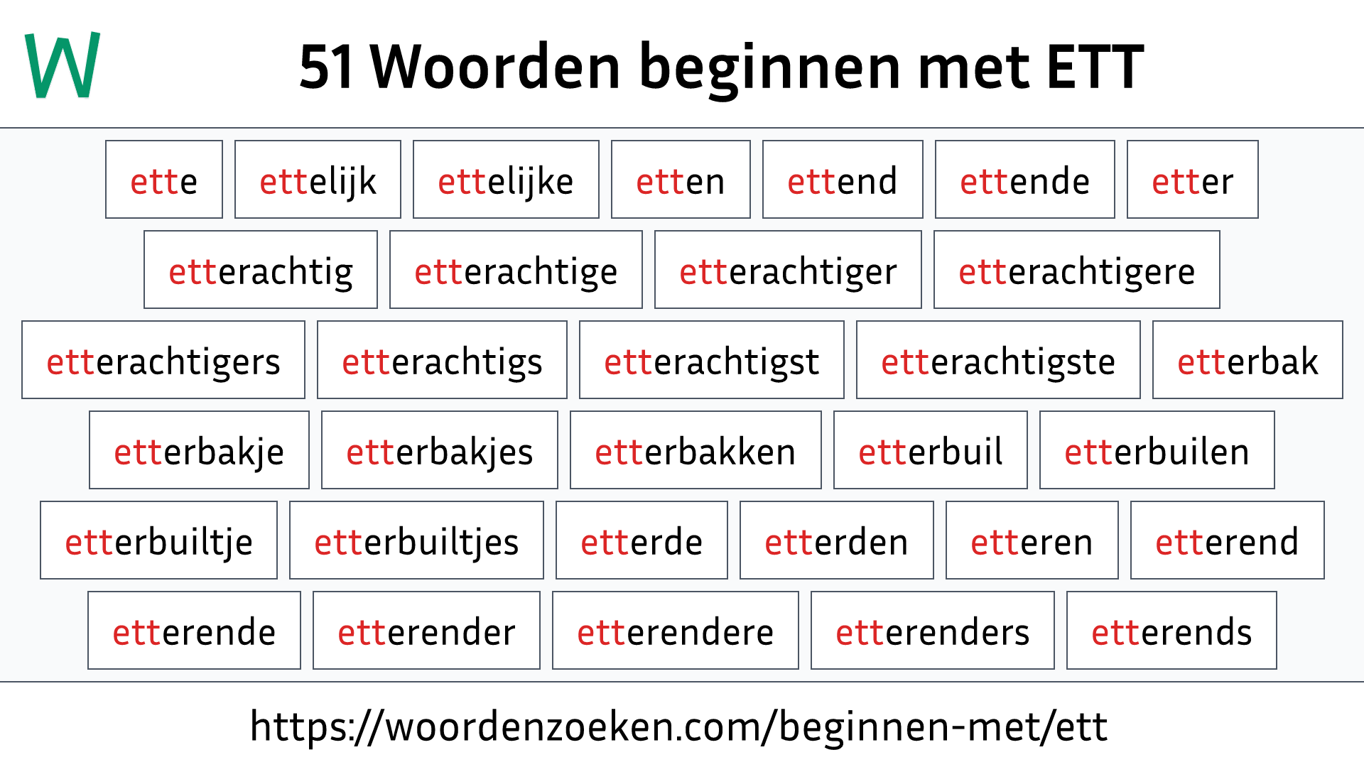 Woorden beginnen met ETT